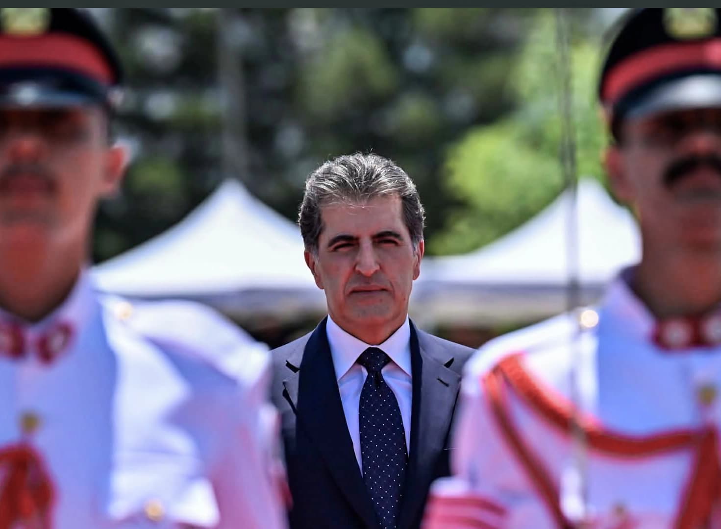 Kurdistan Region President Nechirvan Barzani during a military college graduation ceremony in Sulaimani on June 21, 2026. Photo: Rudaw