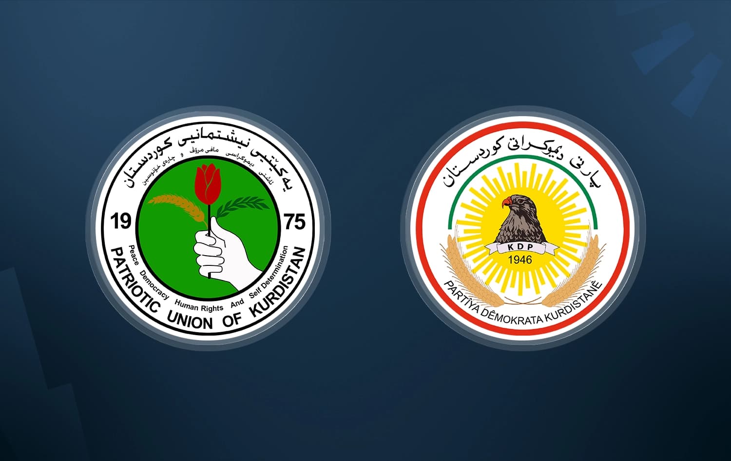 PUK (left) and KDP (right) logos. Graphic: Rudaw