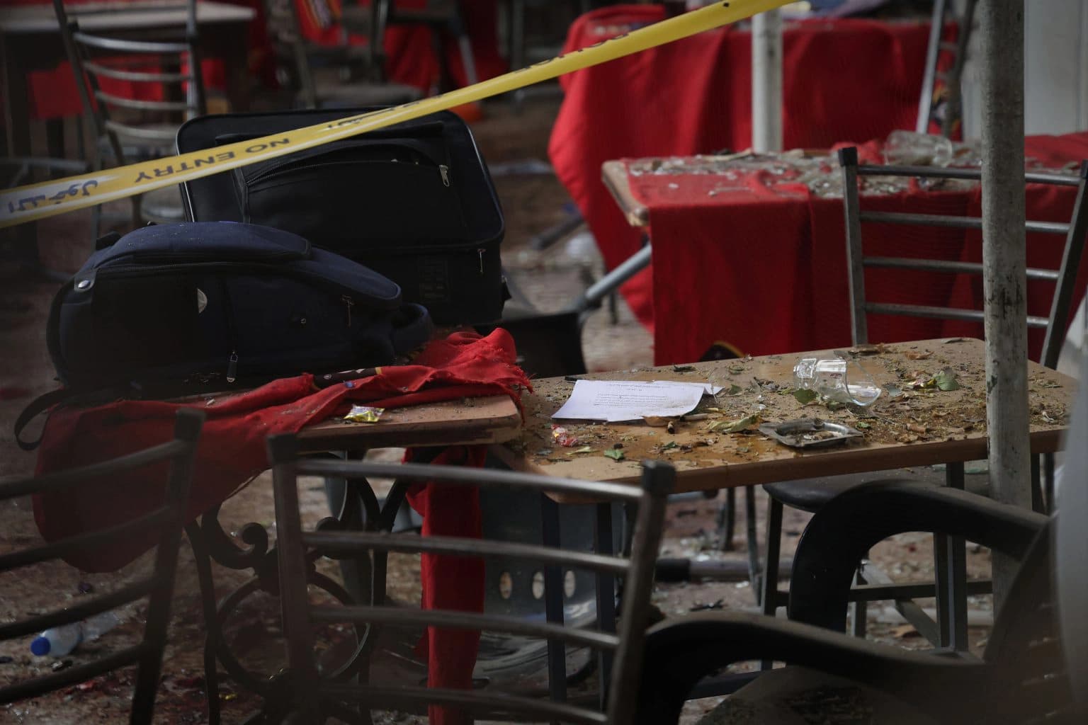 A picture of the aftermath of an explosion at the  al-Hijaz area cafe in Damascus, Syria on July 2, 2026. Photo: SANA