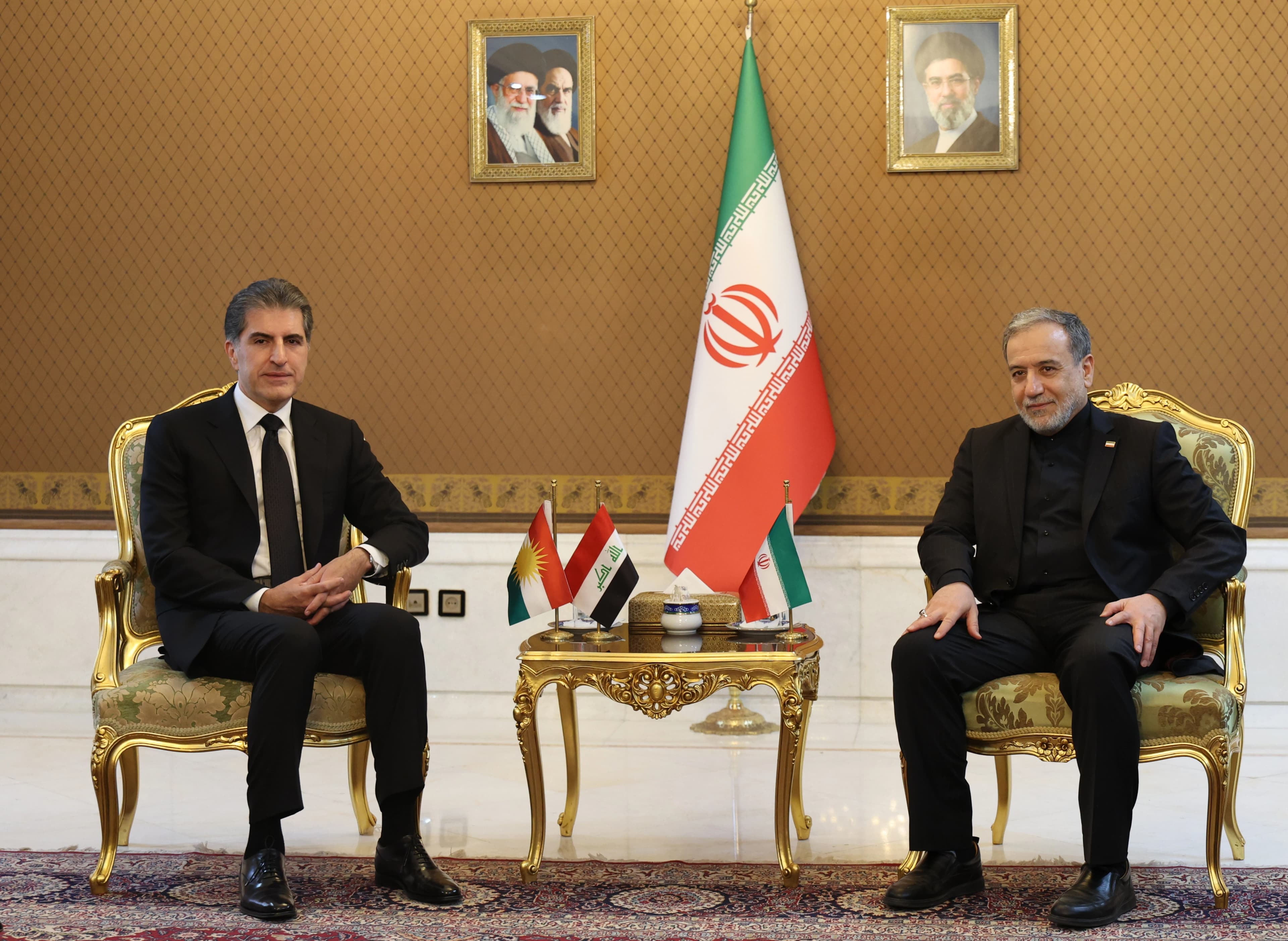 Kurdistan Region President Nechirvan Barzani received by Iranian Foreign Minister Abbas Araghchi during his official visit to Tehran on July 3, 2026 to participate in the funeral of late Iranian supreme leader Ali Khamenei. Photo: Kurdistan Region Presidency