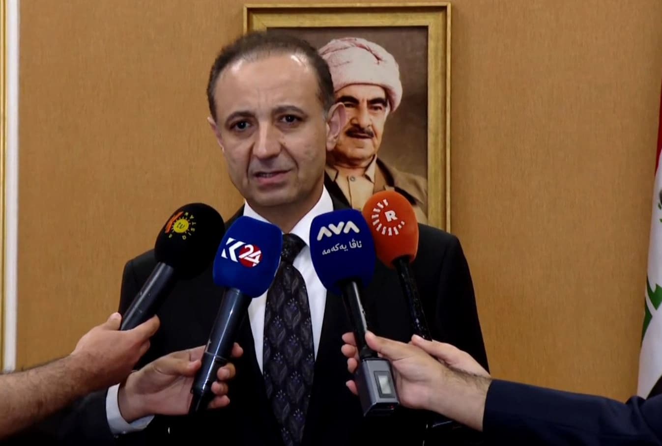 Kurdistan Region presidency spokesperson Dilshad Shahab in a press conference in Erbil, on July 3, 2026. Photo: Screengrab/Rudaw
