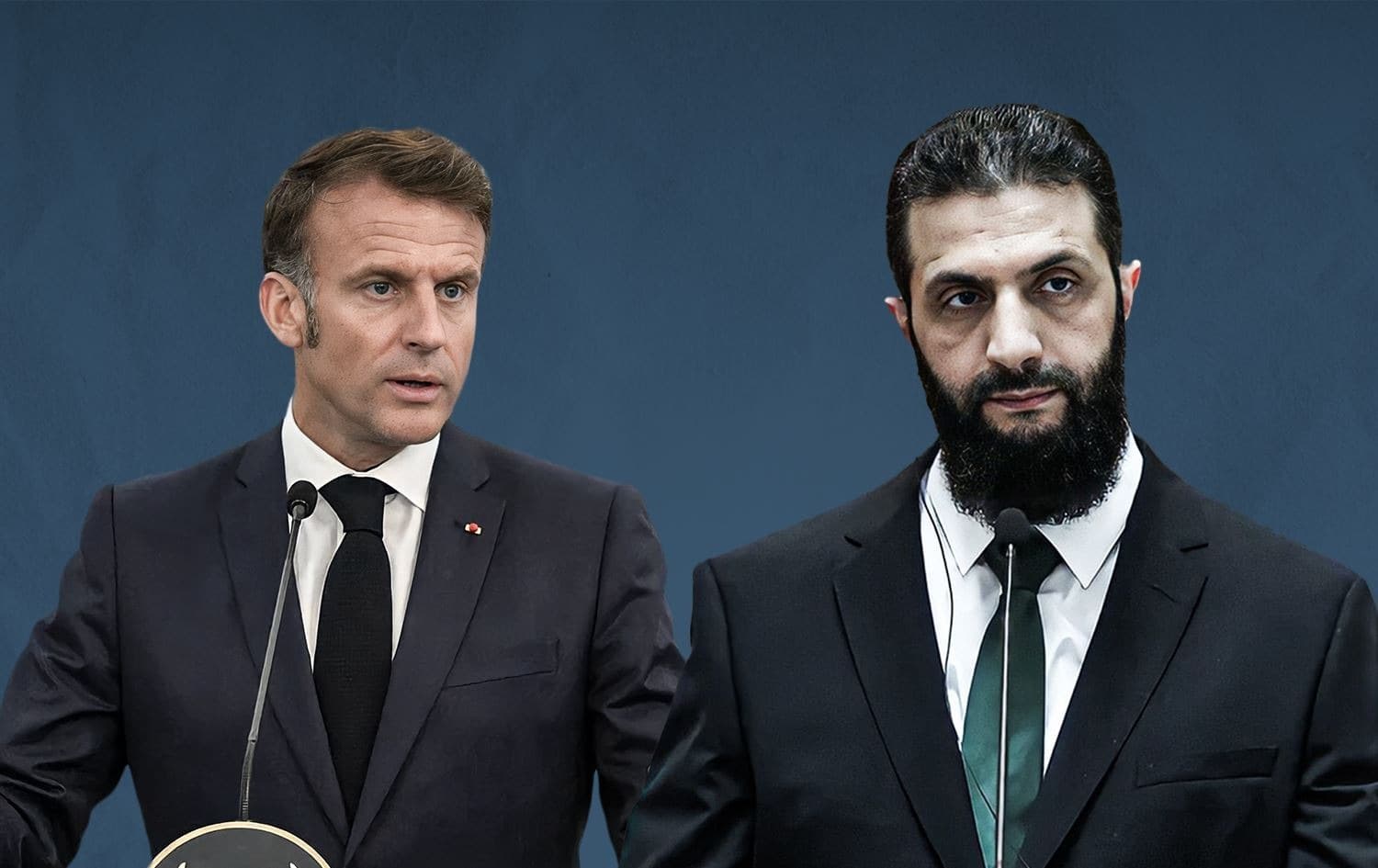 Fransa Cumhurbaşkanı Emmanuel Macron (solda) ve Suriye Cumhurbaşkanı Ahmed Şara. / Arşiv