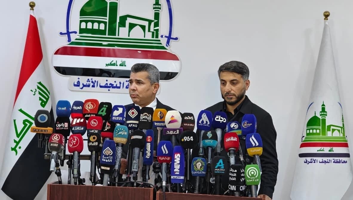 Head of Iraq's Security Media Cell (SMC), Lieutenant General Saad Maan, at a press conference in Najaf province, on July 6, 2026. Photo: INA