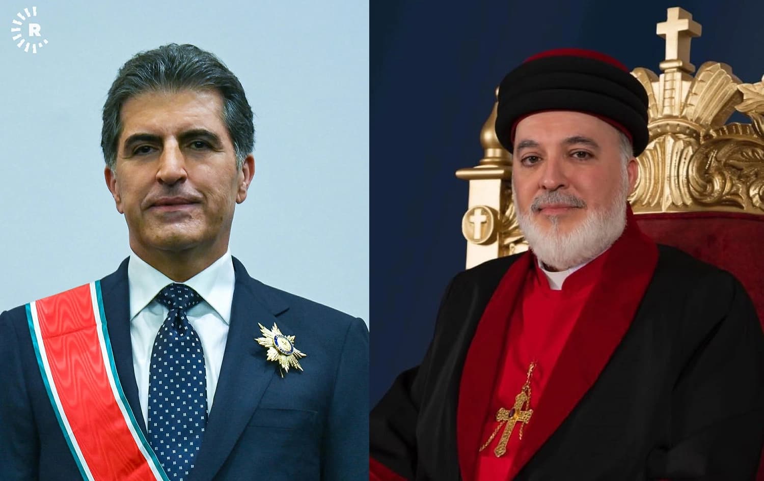 بطريرك كنيسة المشرق الآشورية في العراق والعالم مار آوا الثالث ورئيس إقليم كوردستان نيجيرفان بارزاني