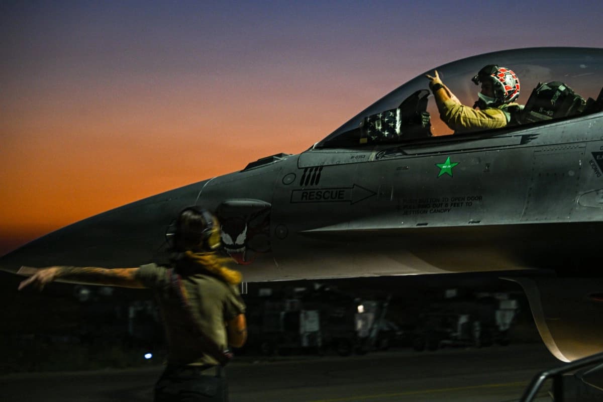 A US Air Force fighter pilot performs pre-flight checks on an F-16 fighter jet. File photo: CENTCOM