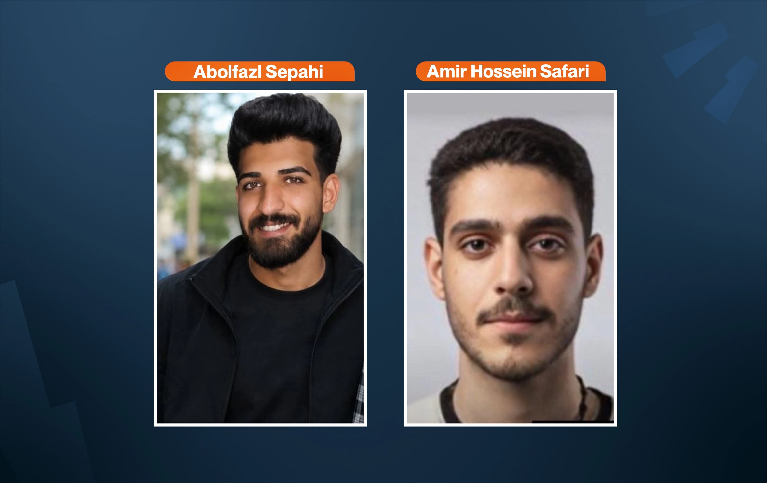 Abolfazl Sepahi (left) and Amir Hossein Safari (right) executed in Isfahan on July 28, 2026. Photo: social media
