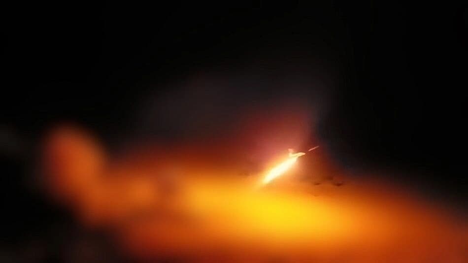 Footage of the latest attack by Iran. Credit: State media