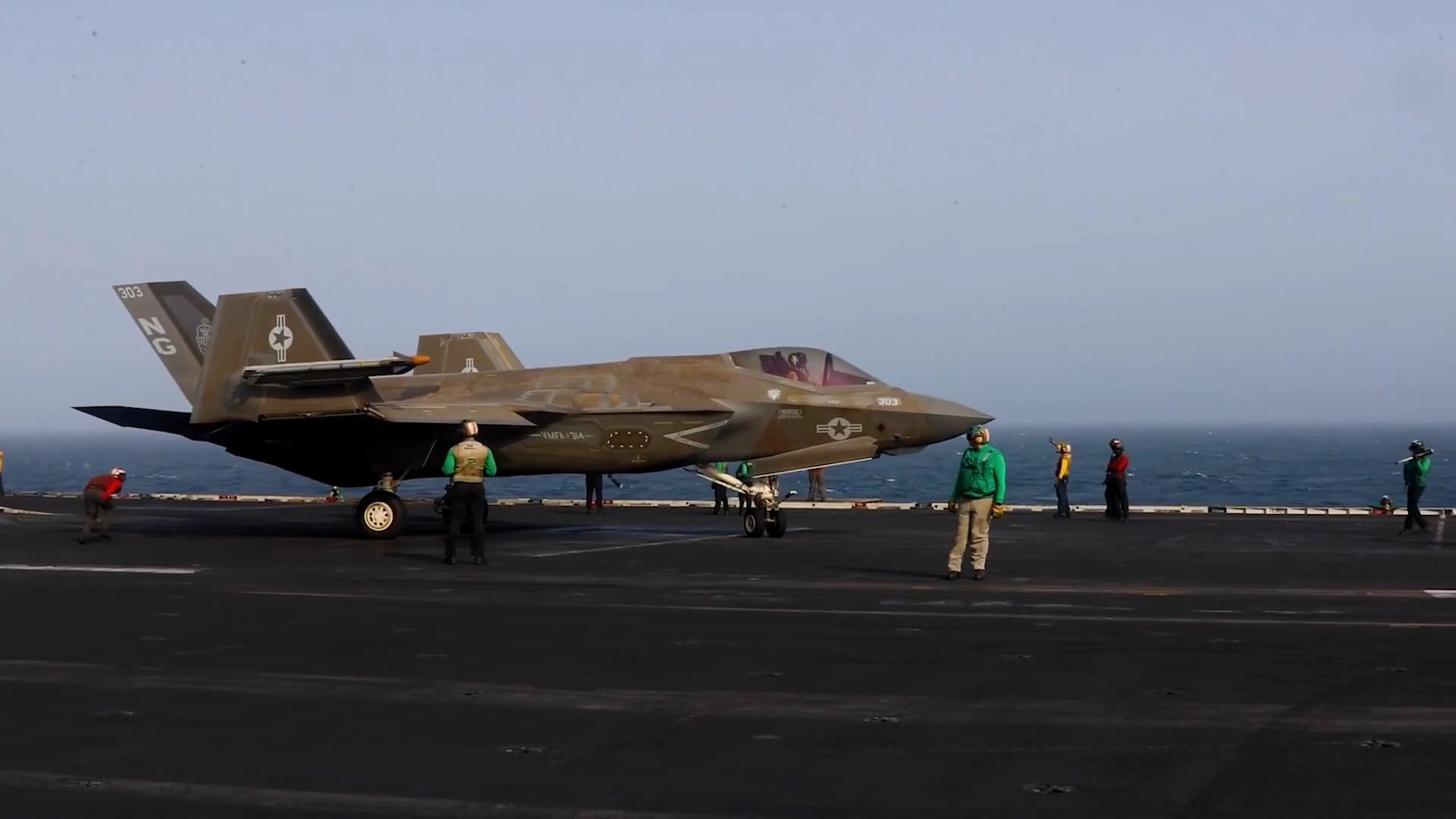 A U.S. Marine Corps F-35C stealth fighter jet launches from USS Abraham Lincoln (CVN 72) on August 2, 2026. Photo: CENTCOM