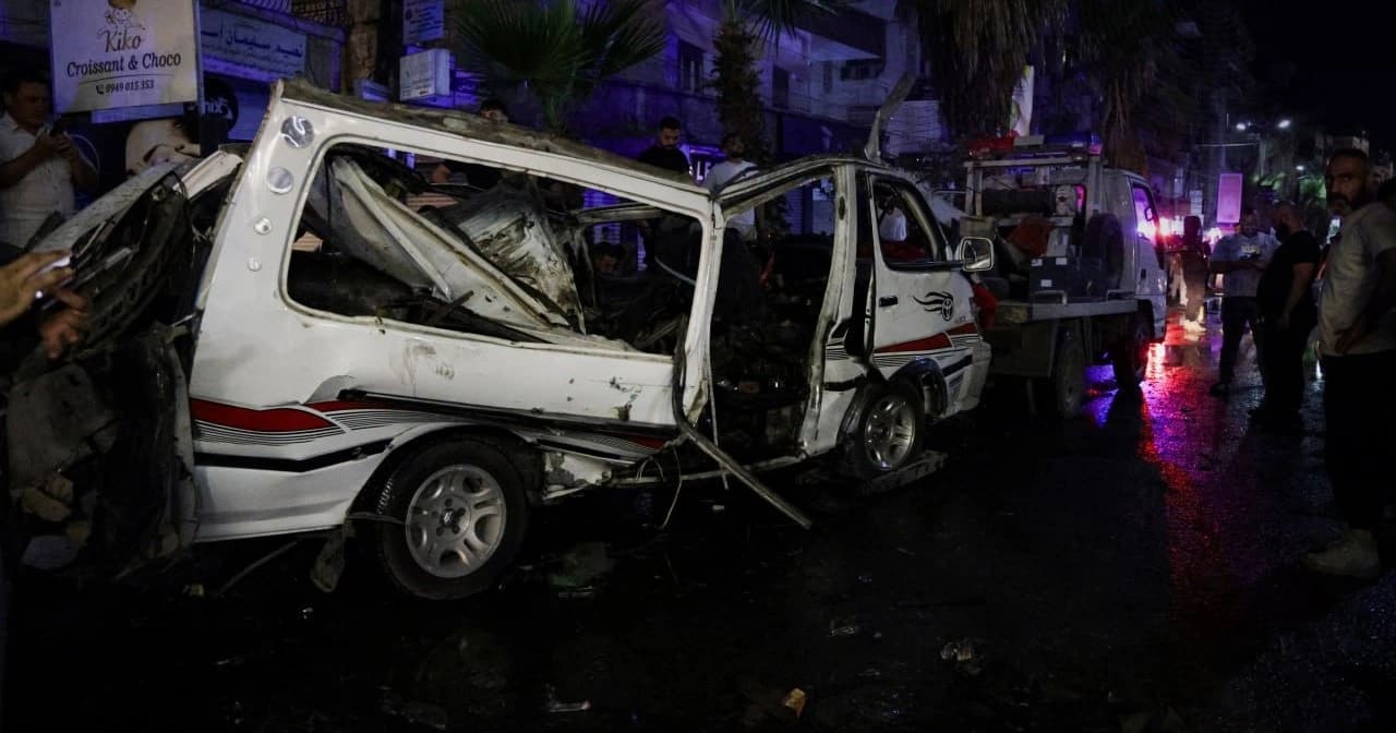 The aftermath of a public transport vehicle (service bus) exploding in the Druze-majority city of Jaramana southeast of the Syrian capital of Damascus on August 6, 2026. Photo: SANA