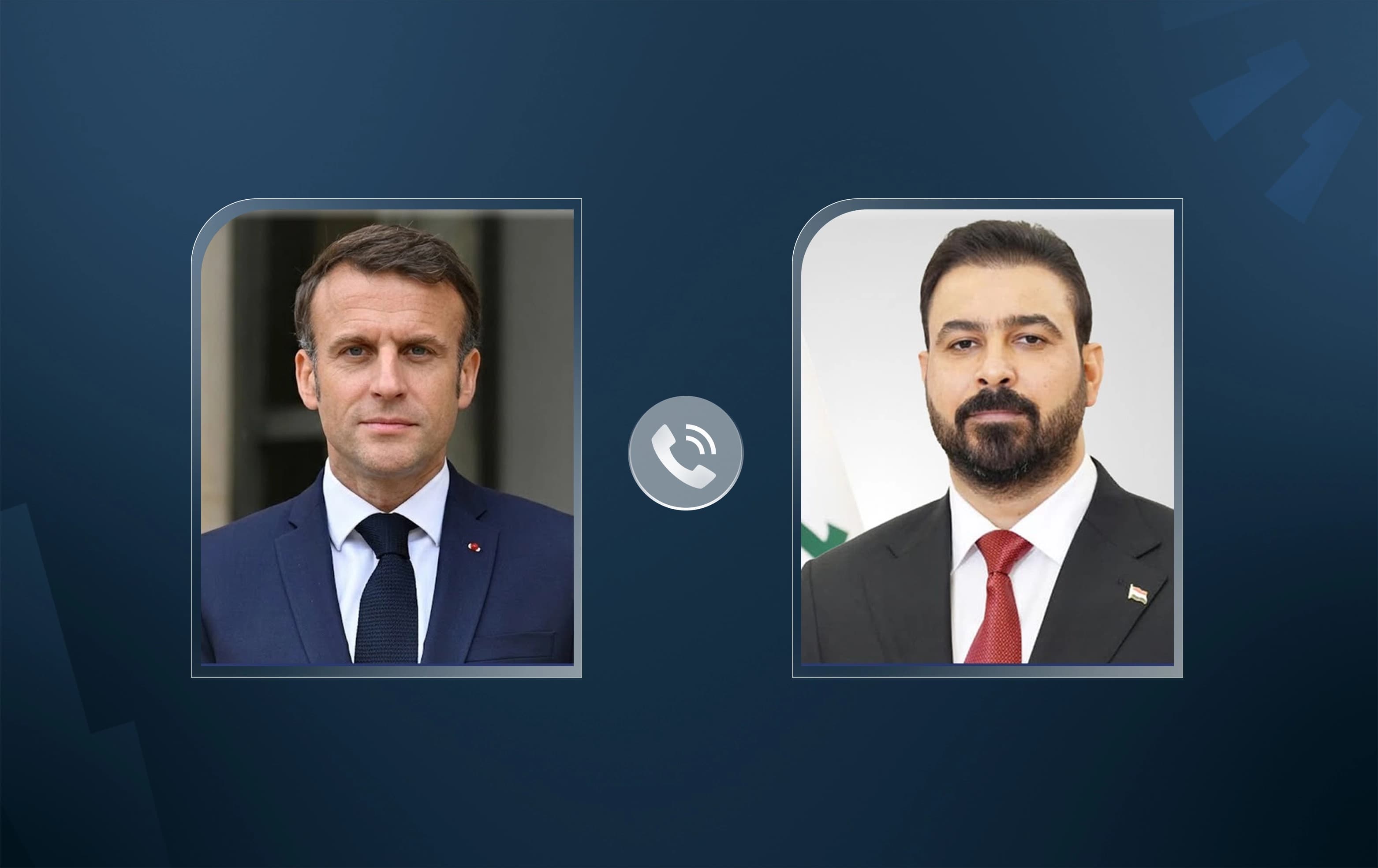 French President Emmanuel Macron (left) and Iraqi Prime Minister Ali al-Zaidi. Graphic: Rudaw