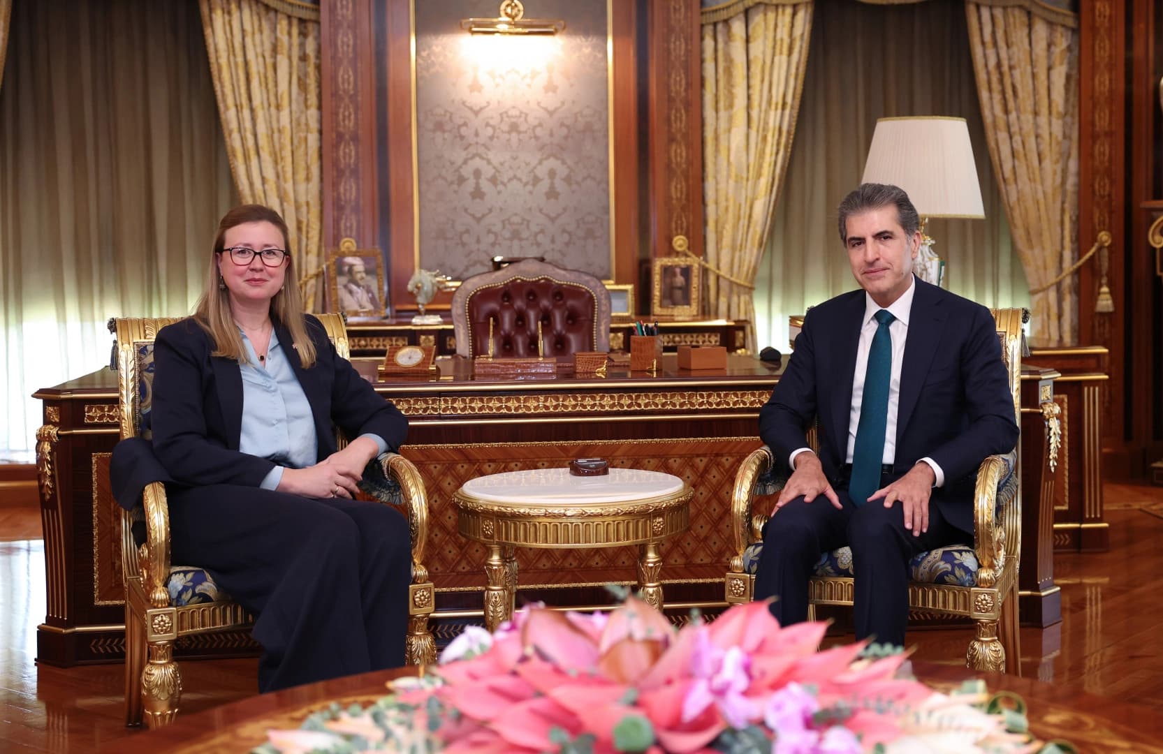 Nêçîrvan Barzanî û  Holly Ware / Wêne: Serokatiya Herêma Kurdistanê