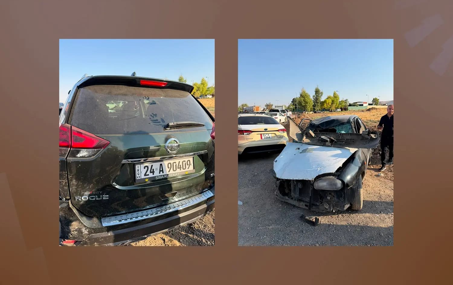 Otomobîlên ku qeza kiriye / Wêne: Rûdaw