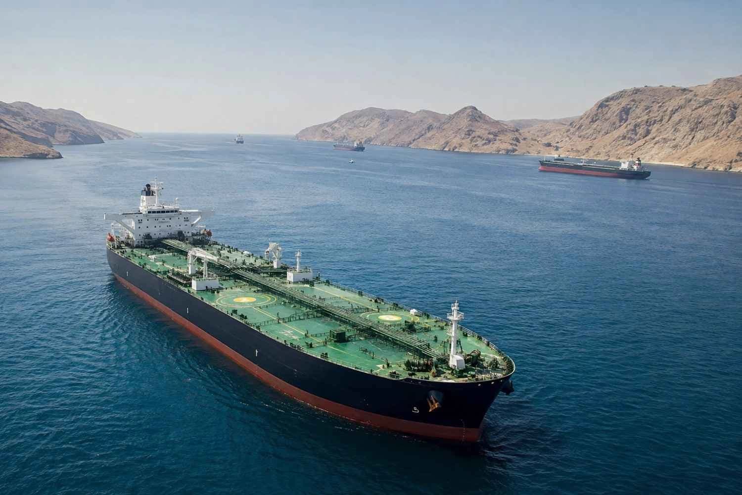ساتی تێپەڕینی کەشتییەکە بە تەنگەی هورمزدا. وێنە: ئیمارات تایمز