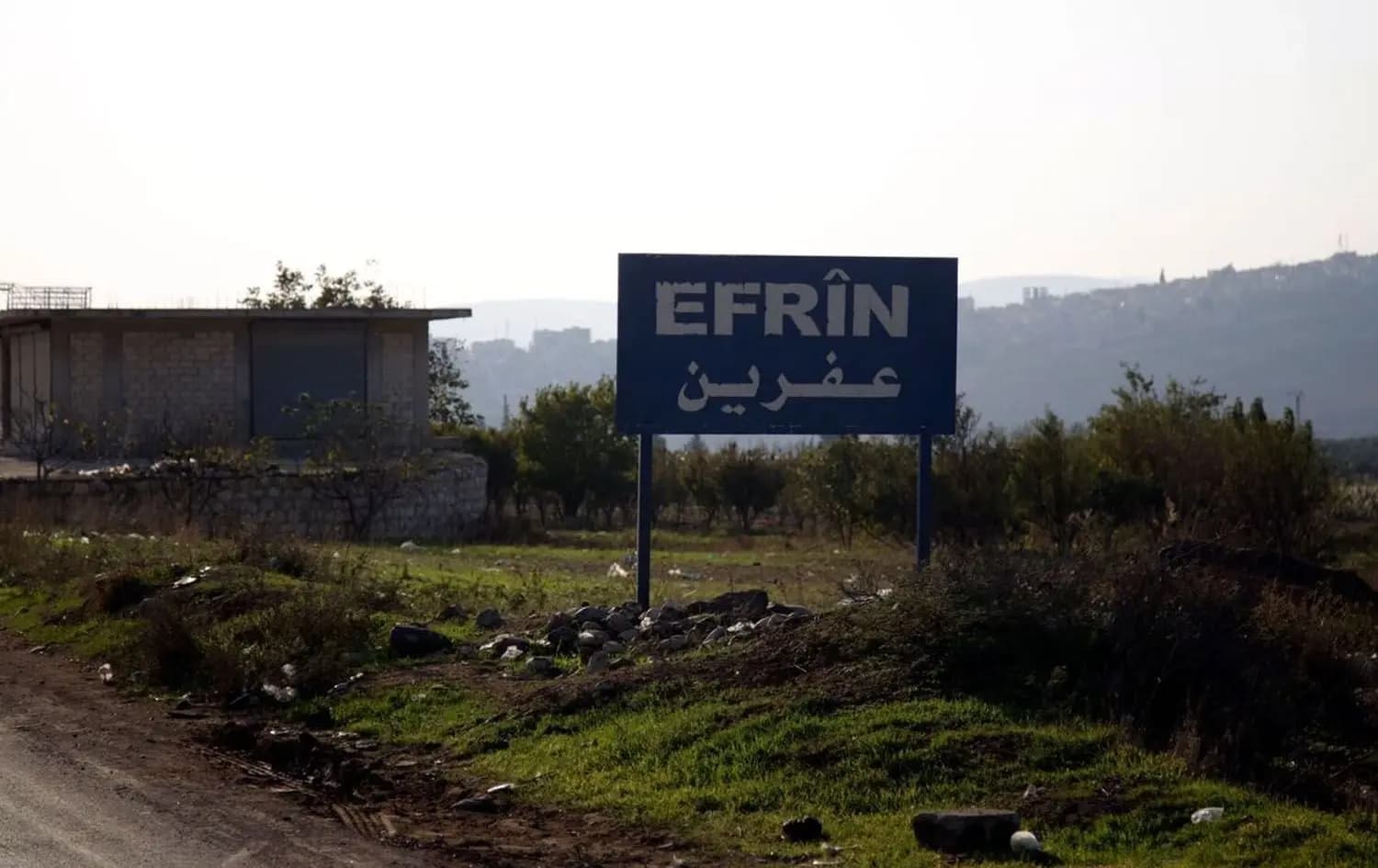 A sign of Afrin seen on the road to the city. File photo: AFP