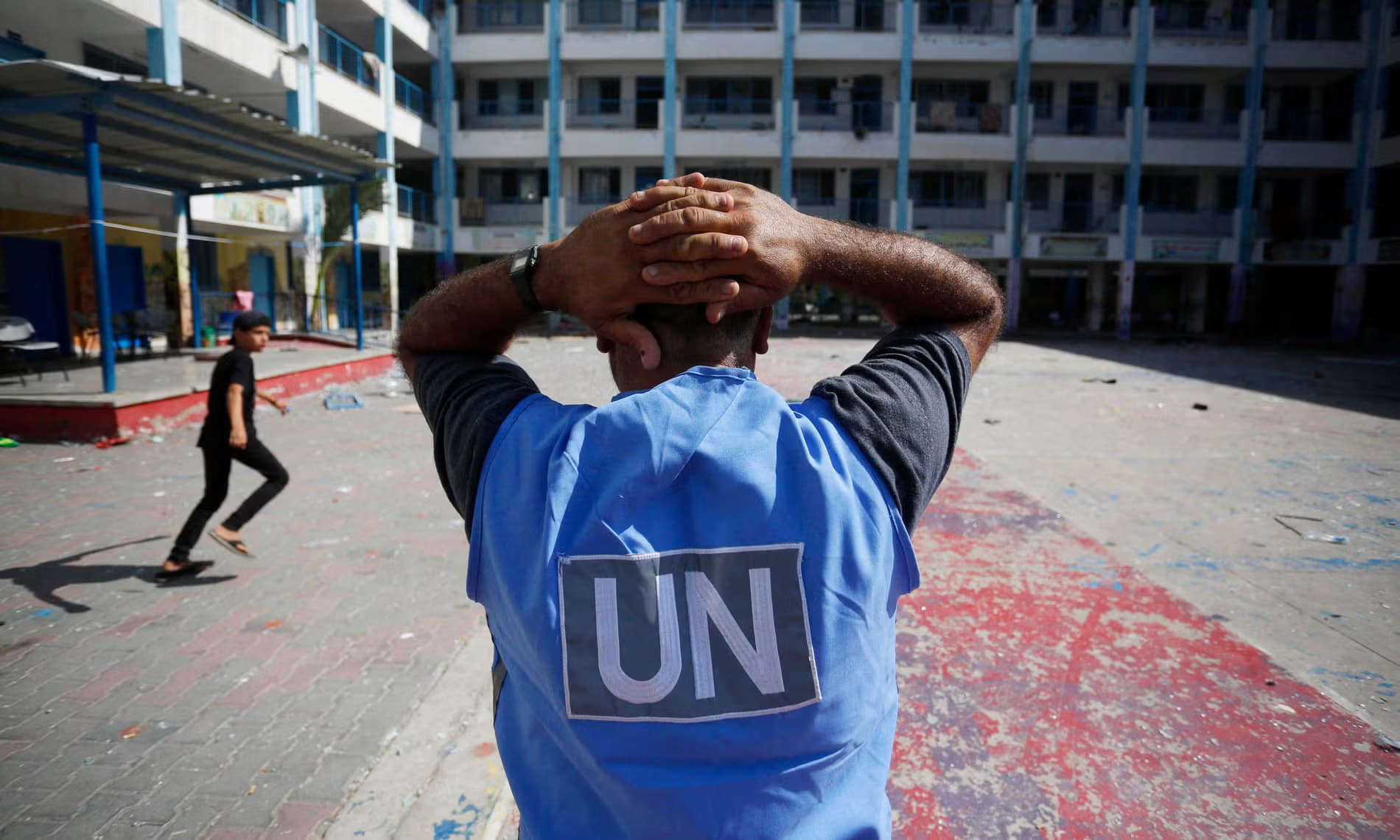 Xebatkarekî Neteweyên Yekbûyî yê li Xezeyê / Wêne: Mohammed Faiq/AFP/Getty