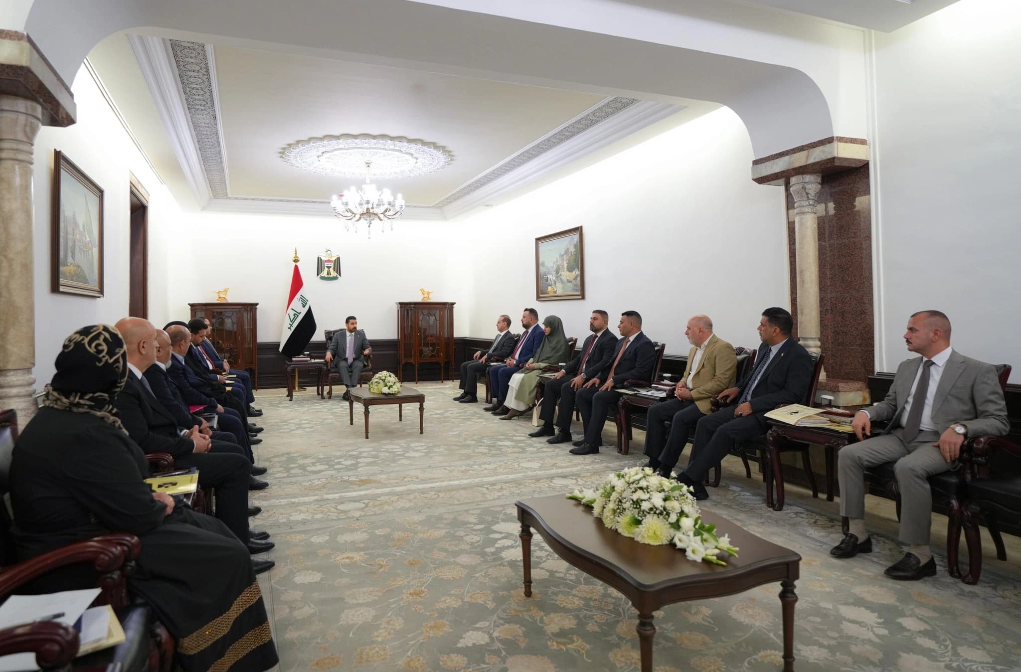 Iraqi Prime Minister Ali al-Zaidi meets with a parliamentary delegation affiliated with Badr Organization, one of the Popular Mobilization Forces' (PMF) key constituent factions. Photo: Iraqipmo/X