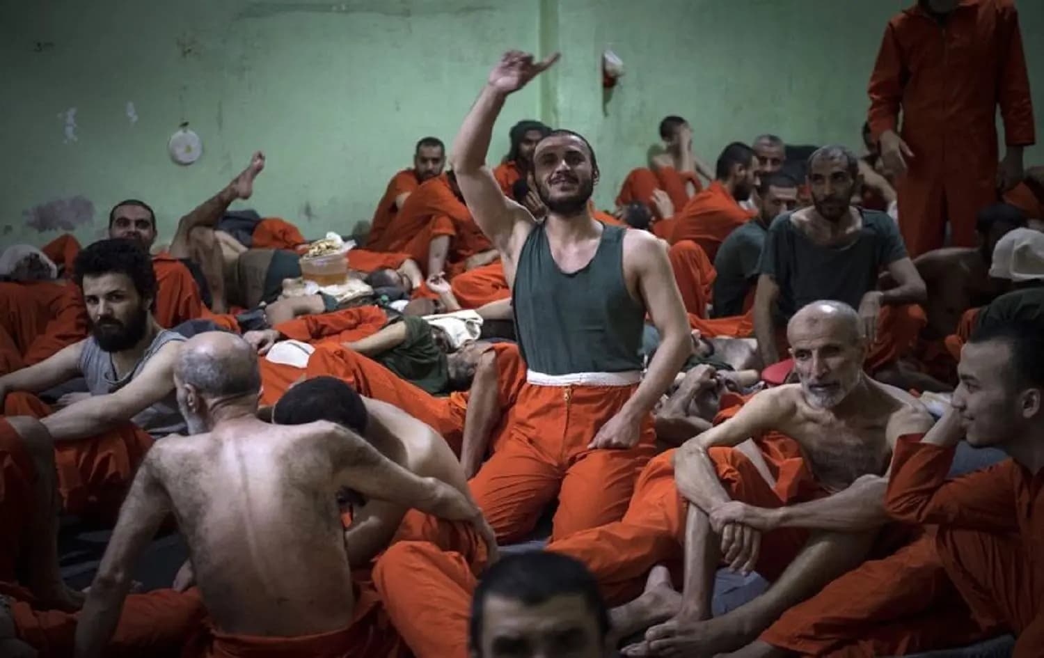 Prisoners at a SDF-held prison in Syria. Photo: AFP