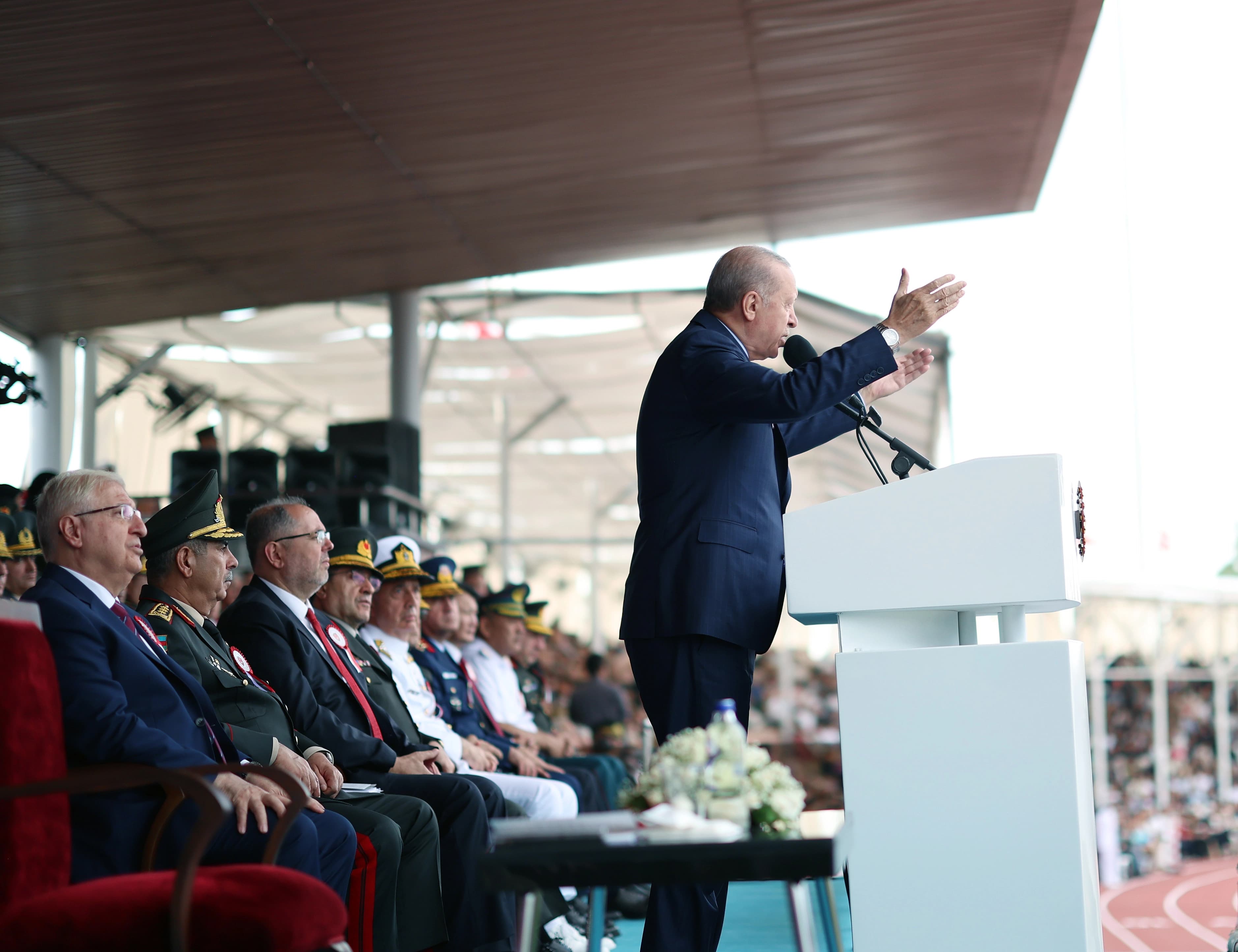 رەجەب تەیب ئەردۆغان، سەرۆککۆماری تورکیا لە گوتاری رێوڕەسمی وەرگرتنی بڕوانامەی ئەکادیمیا جەنگییەکانی زانکۆی بەرگریی وڵاتەکەیدا