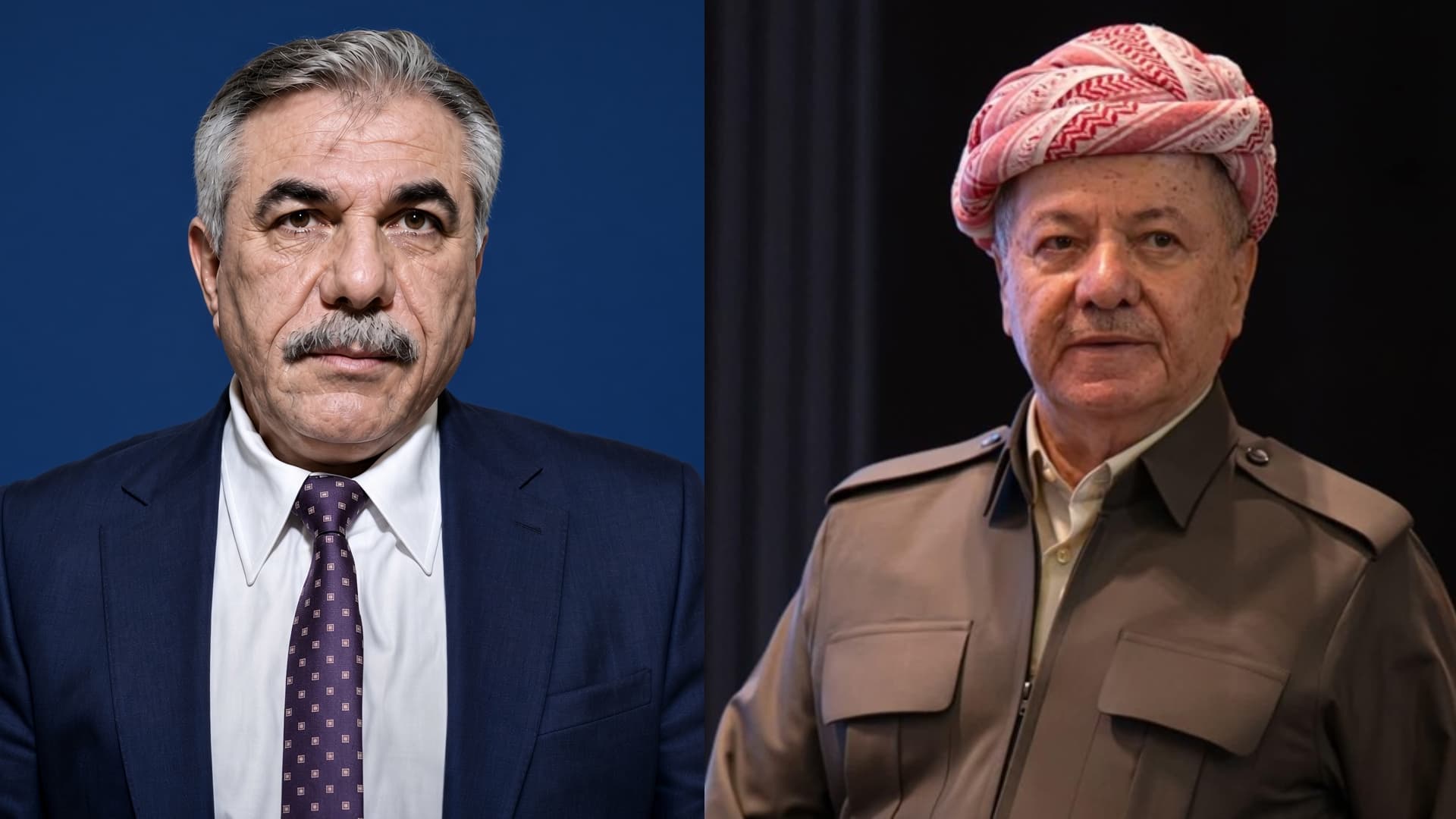 وێنەی سەرۆک بارزانی و پارێزگاری حەسەکە