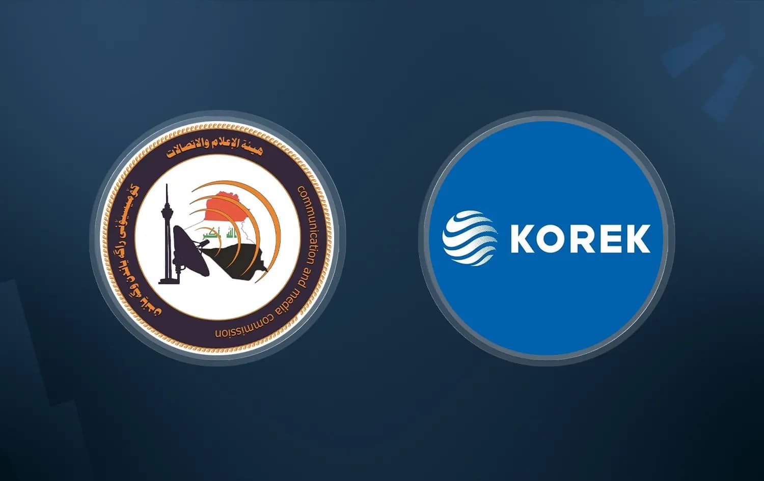 Logo of Iraq's state-run Communications and Media Commission (left) and the Erbil-based Korek Telecom (right). Graphic: Rudaw