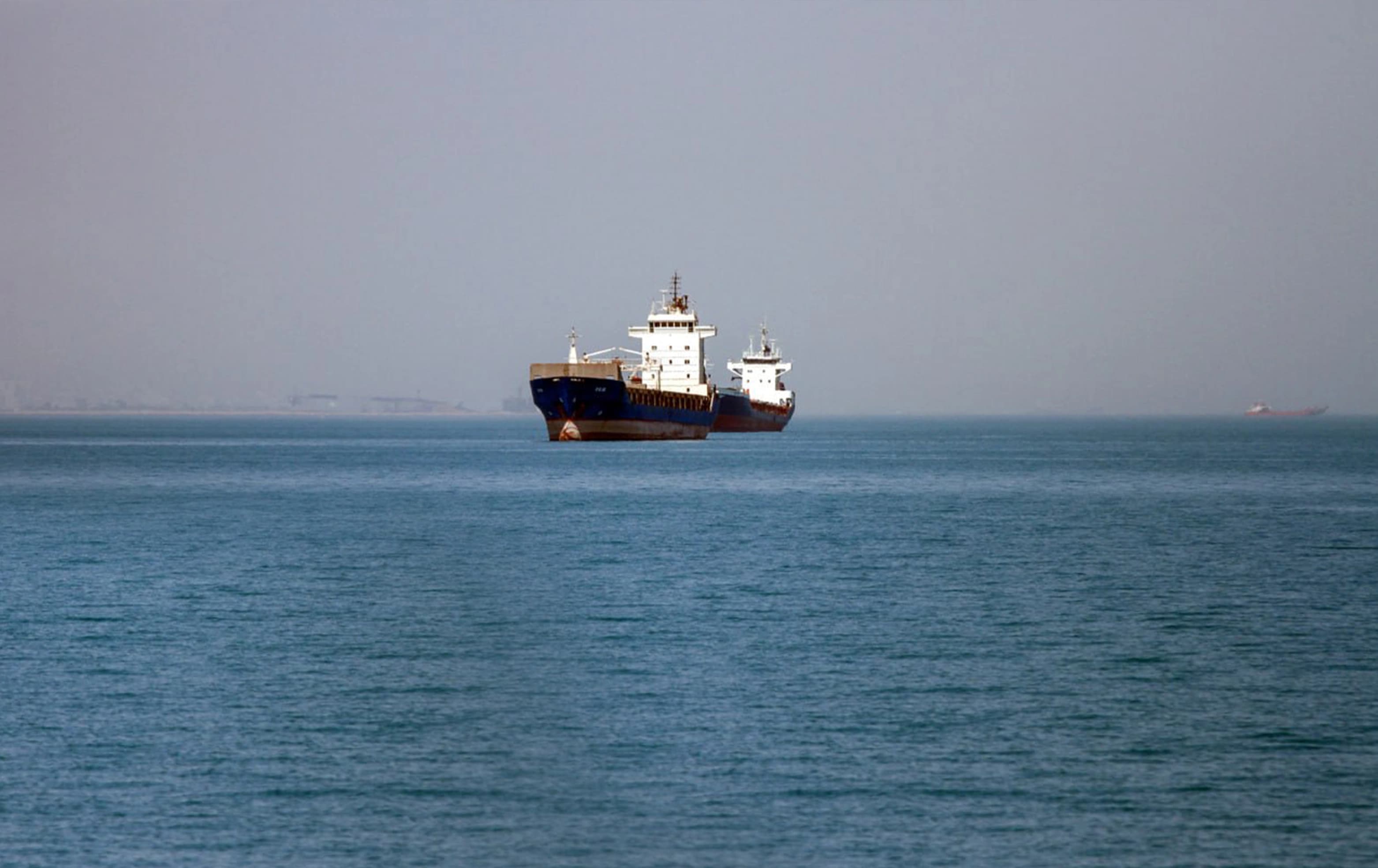 Commercial ships anchored at the Strait of Hormuz on May 4, 2026. Photo: IRNA