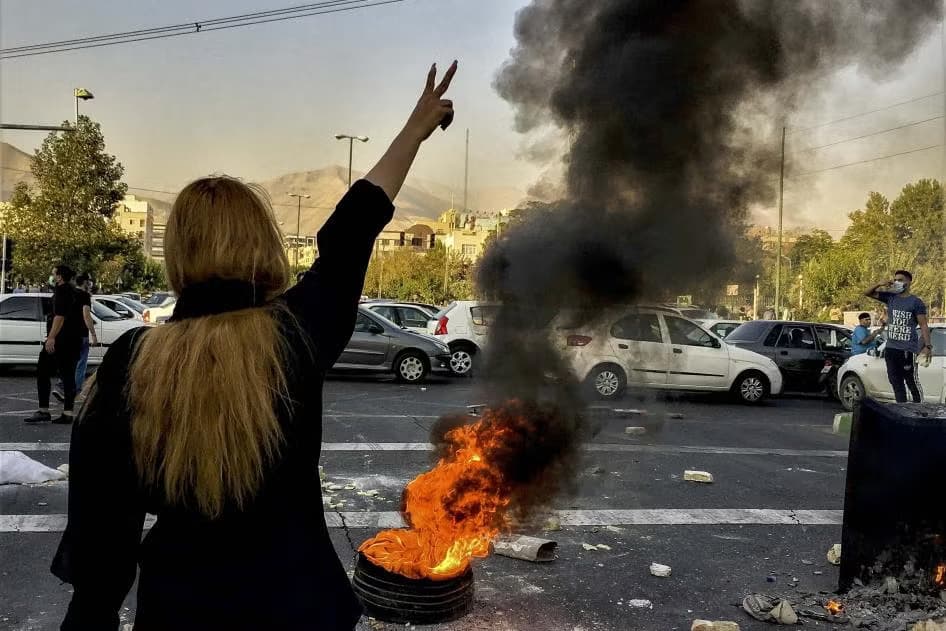 Protests in Tehran after the killing of Zhina Amini on October 1, 2022. Photo: File/AP