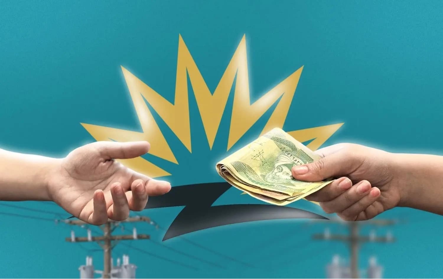 لۆگۆی پرۆژەی رووناکی و دەستی کەسێک کە پارە دەدات.