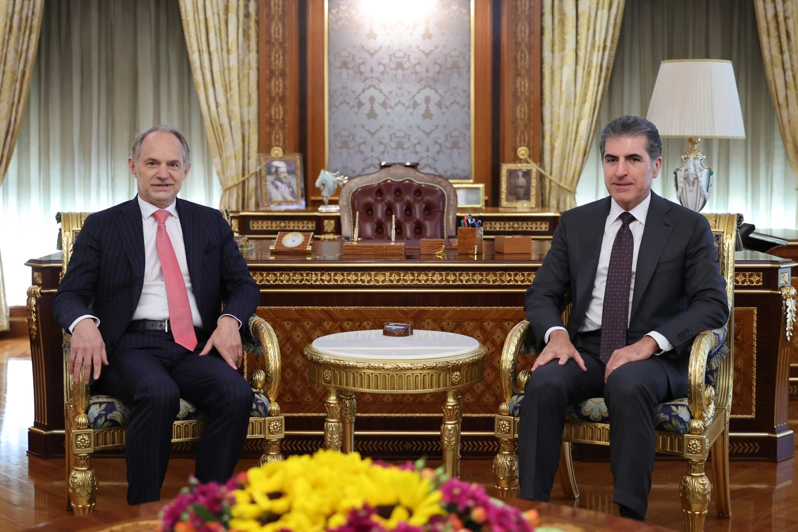 Kurdistan Region President Nechirvan Barzani (right) met with France’s newly appointed Consul General to the Kurdistan Region, Emmanuel Mignot, in Erbil on September 20, 2026. Photo: KRI Presidency