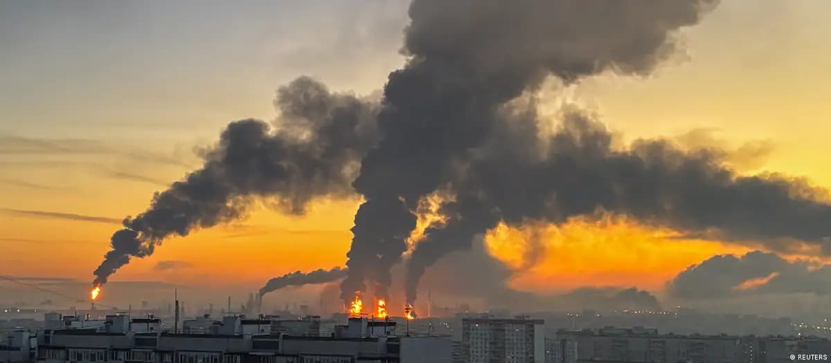 Ukrayna ve Rusya arasında karşılıklı İHA saldırıları son haftalarda hızlandı. 20 Eylül'de Kiev'in saldırısı sonrası Moskova'da bir petrol rafinerisinden yükselen dumanlar görülüyor / Foto: Reuters