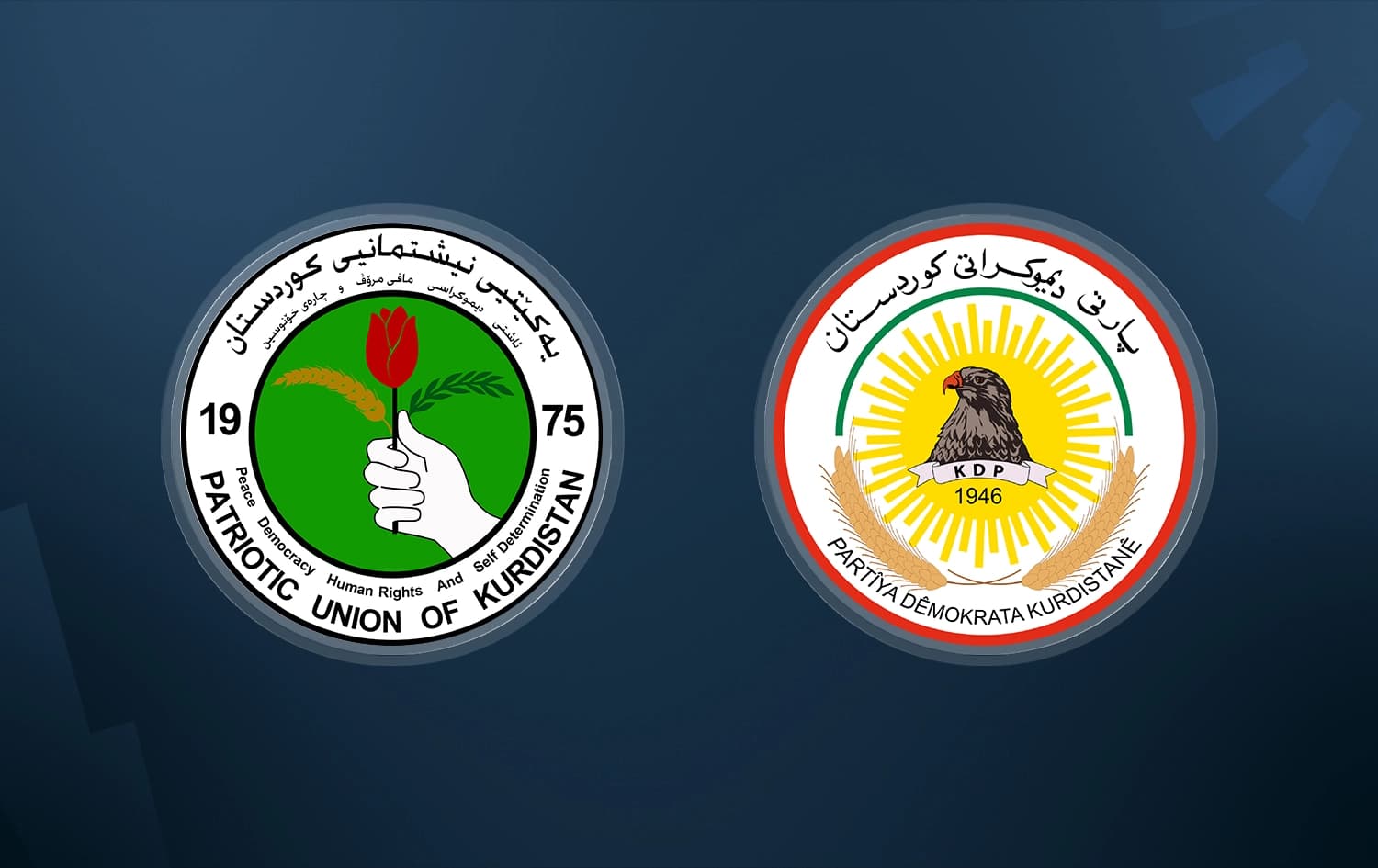 PUK and KDP logos. Graphic: Rudaw