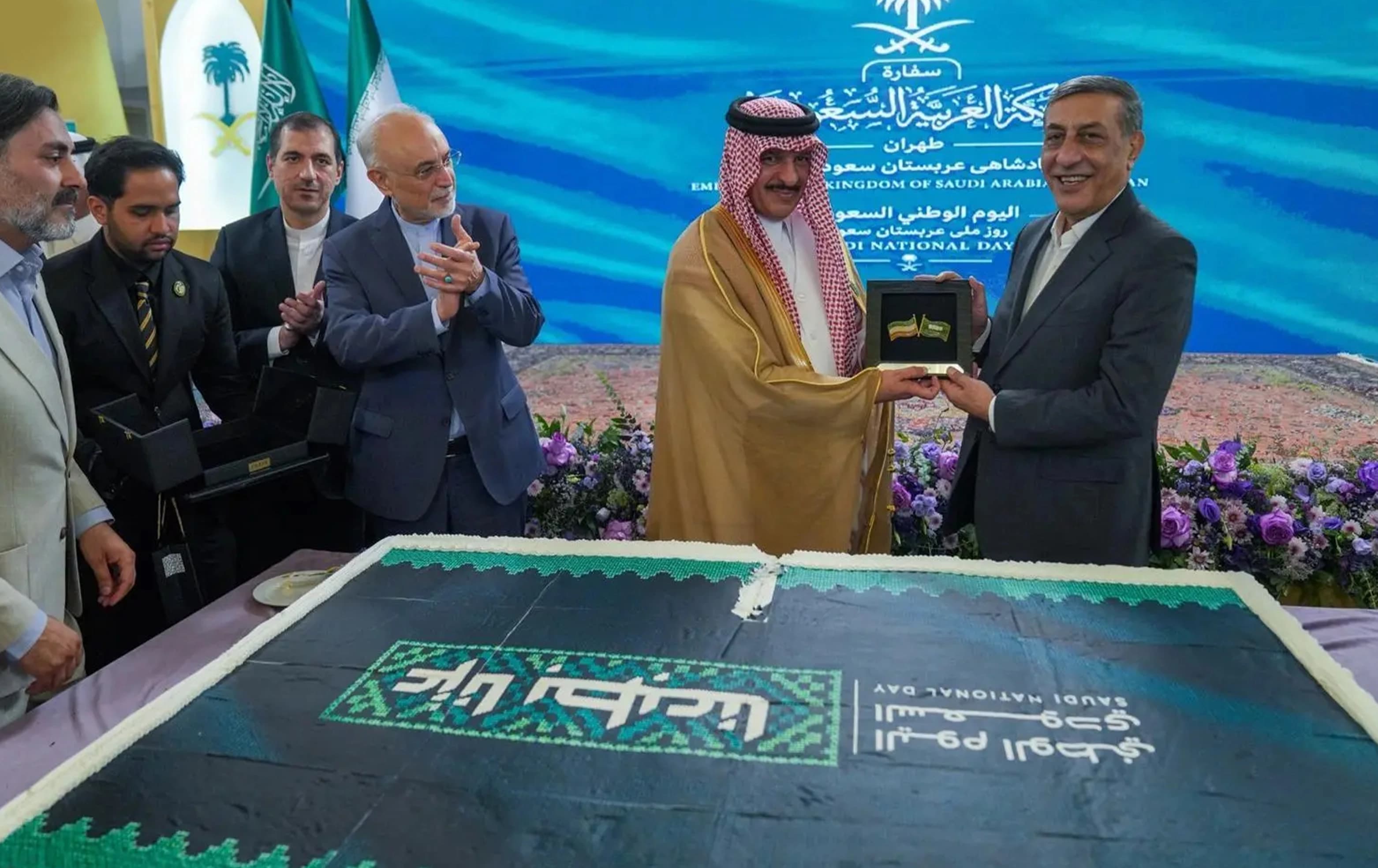 Mohammad Jafar Ghaempanah (Right) and Abdullah bin Saud Al-Anzi (Left) at the Saudi National Day in Tehran, September 26, 2026. Photo: SPA