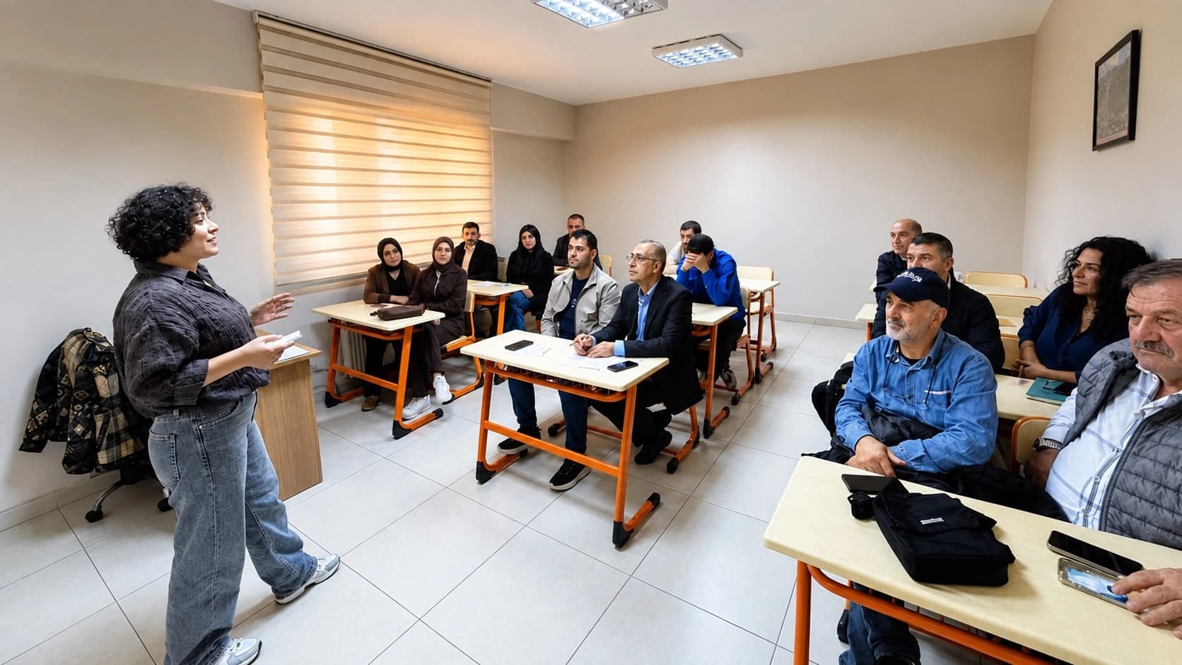 Sosin Ayşegul Tapanci û kursiyerên dersa Kurdî / Wêne: Guneydogu Ekspres