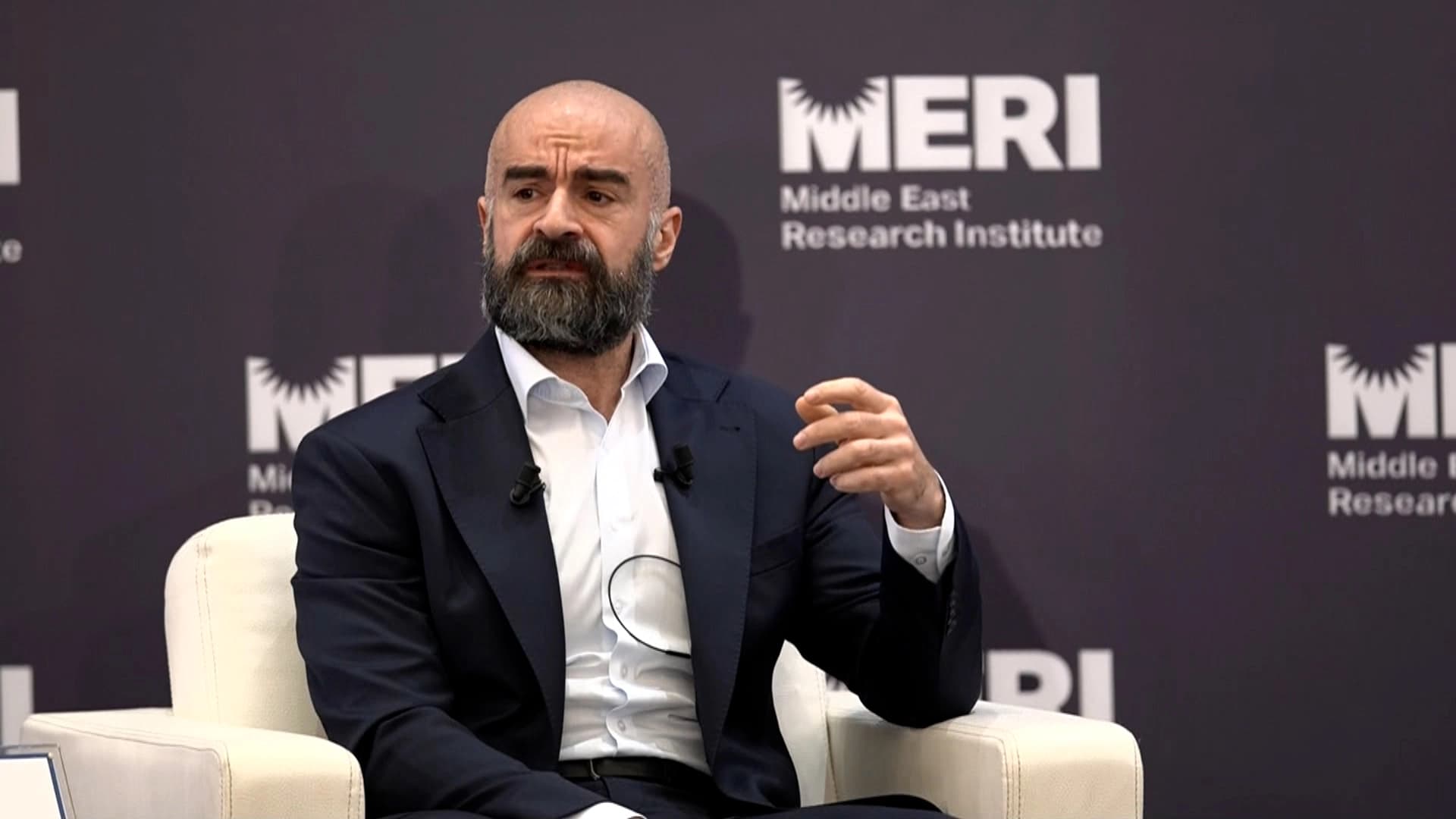 PUK leader Bafel Talabani speaking during a panel at MERI. Photo: Screengrab/ Rudaw