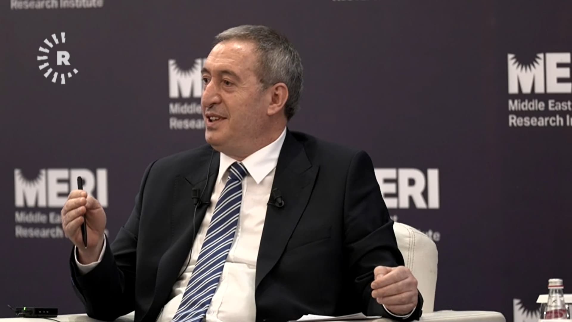 Tuncer Bakirhan, the co-leader of the pro-Kurdish Peoples’ Equality and Democracy Party (DEM Party) in the MERI Forum, Erbil. Photo: Screengrab/Rudaw.