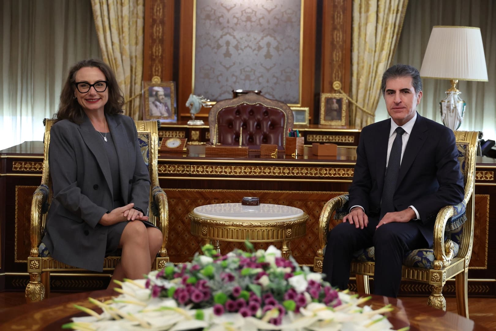 US Consul General in Erbil Gwendolyn Green (left) and Kurdistan Region President Nechirvan Barzani. Photo: Presidency