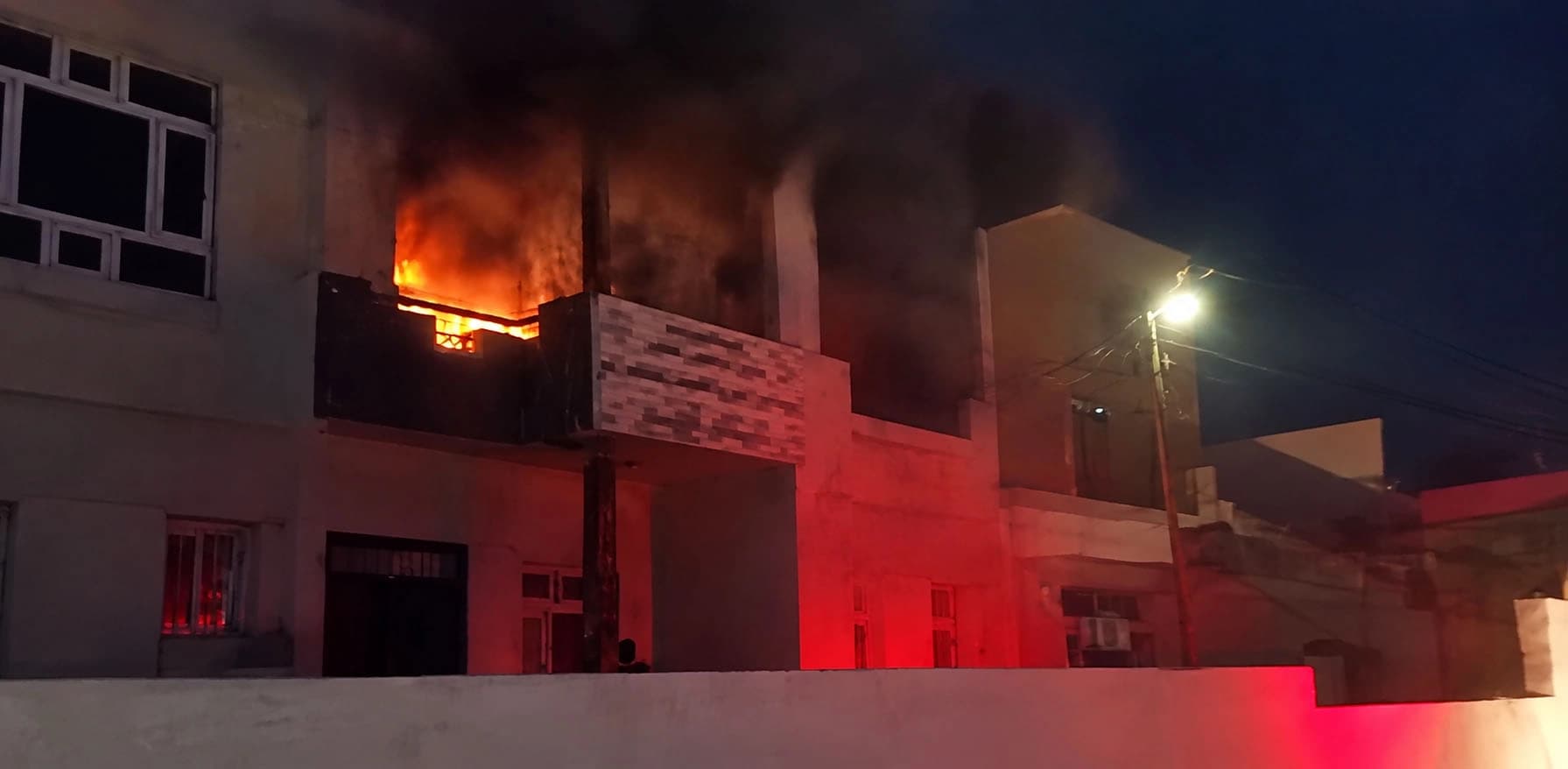 ئەو شوێنەی ئاگرەکەی لێکەوتەوە. وێنە؛ بەرگری شارستانی کۆیە