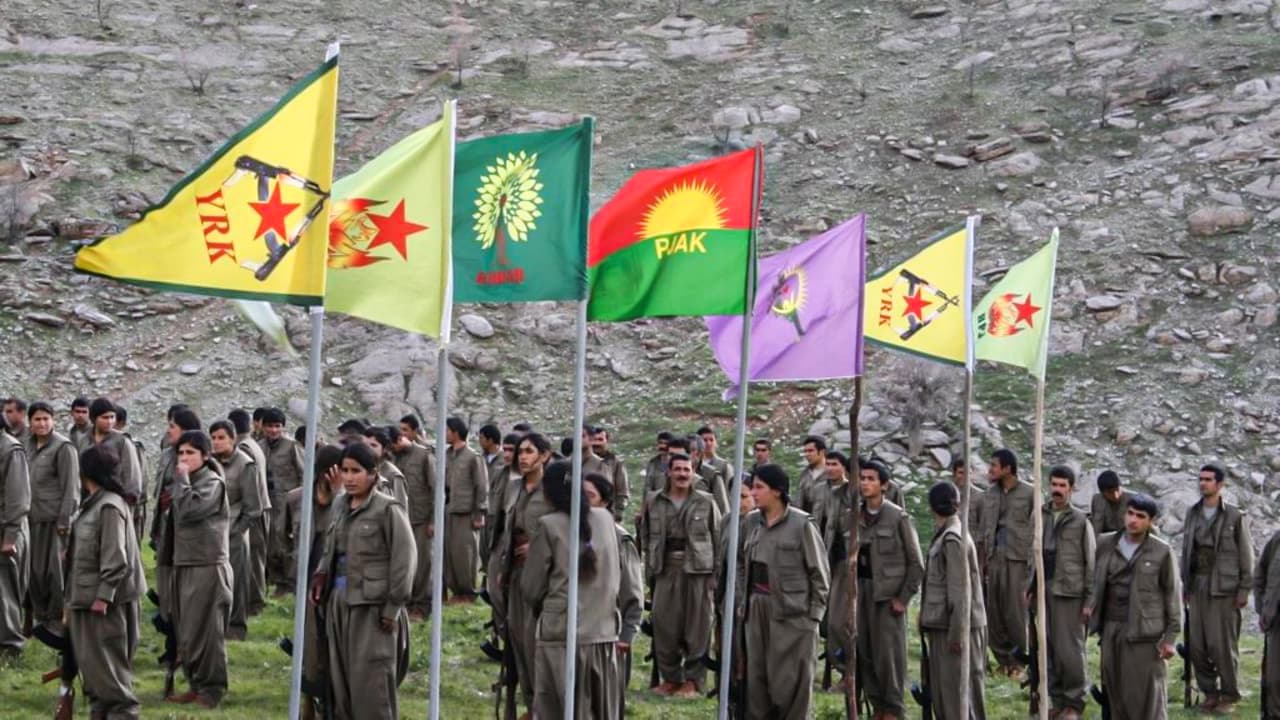 PJAK fighters take part in a ceremony on Mount Qandil in 2022. Photo: PJAK