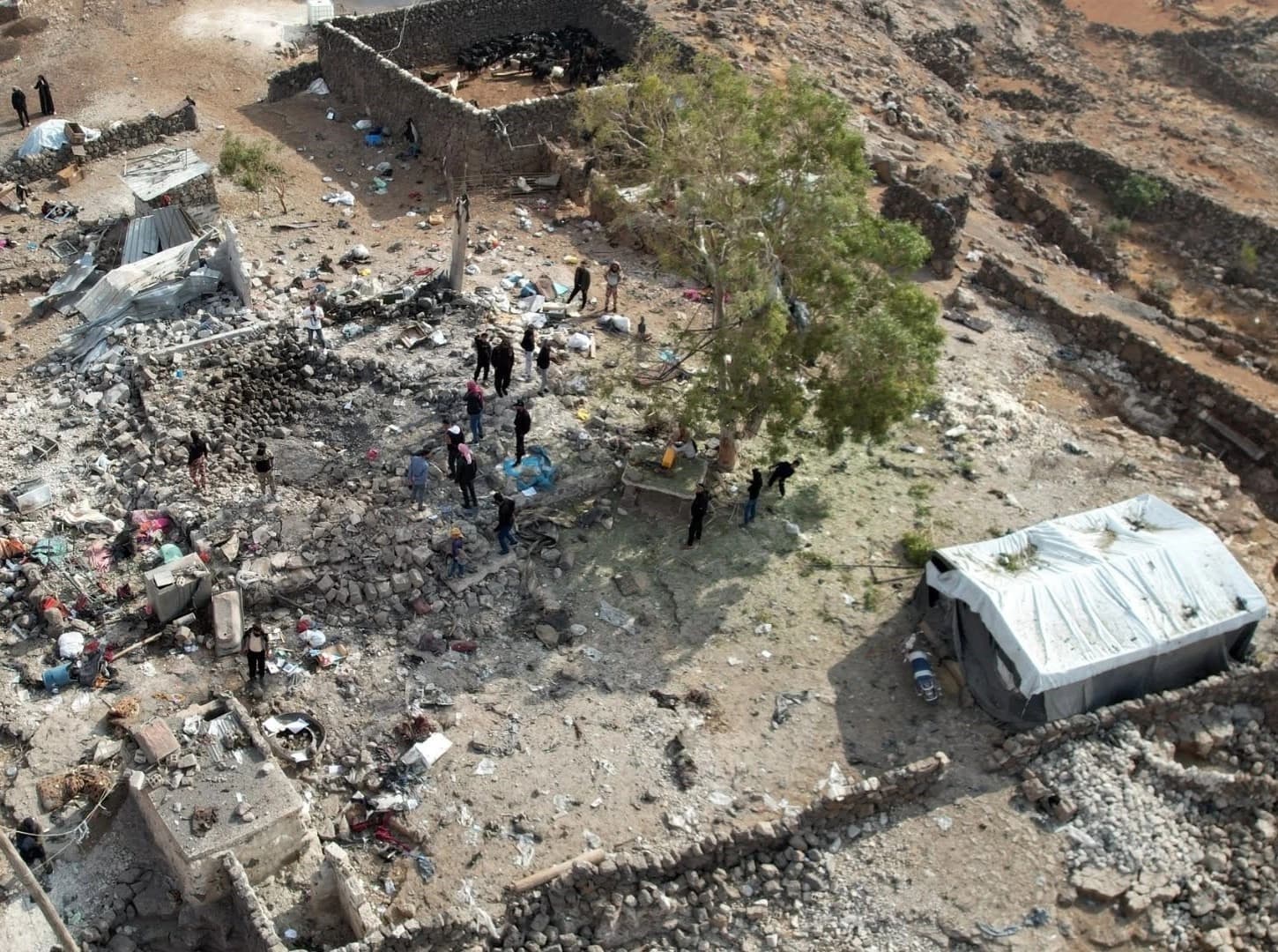 صور مشهد من موقع القصف الأردني في محافظة درعا/ الصورة: سانا