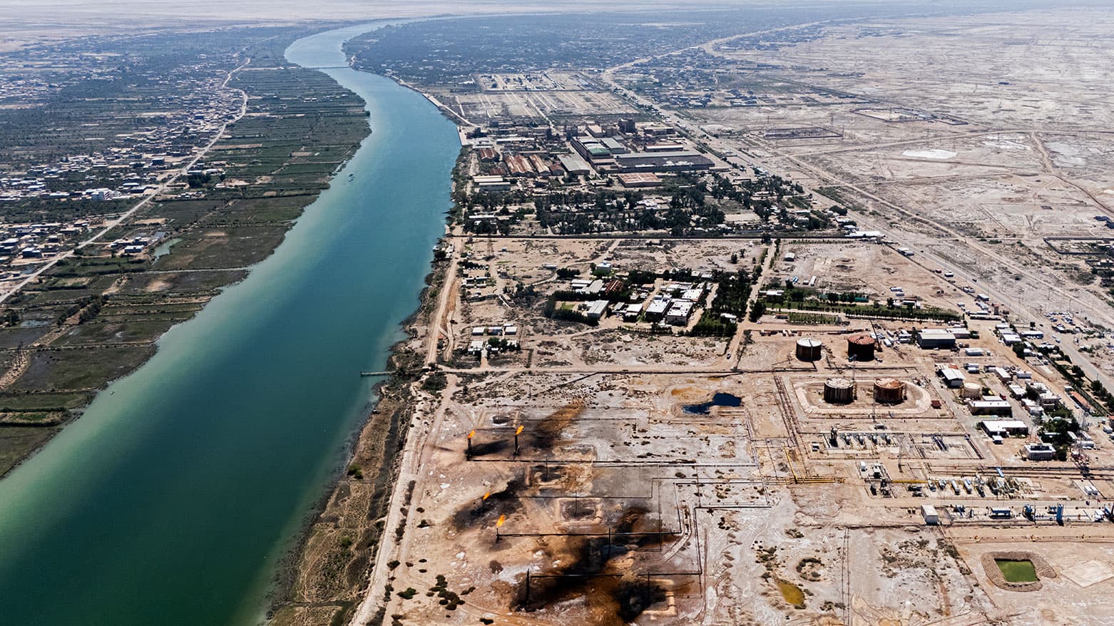This aerial photograph shows the Nahr Bin Umar Oil and Gas Field on the outskirts of the southern Iraqi city of Basra on April 29, 2026. File photo: AFP