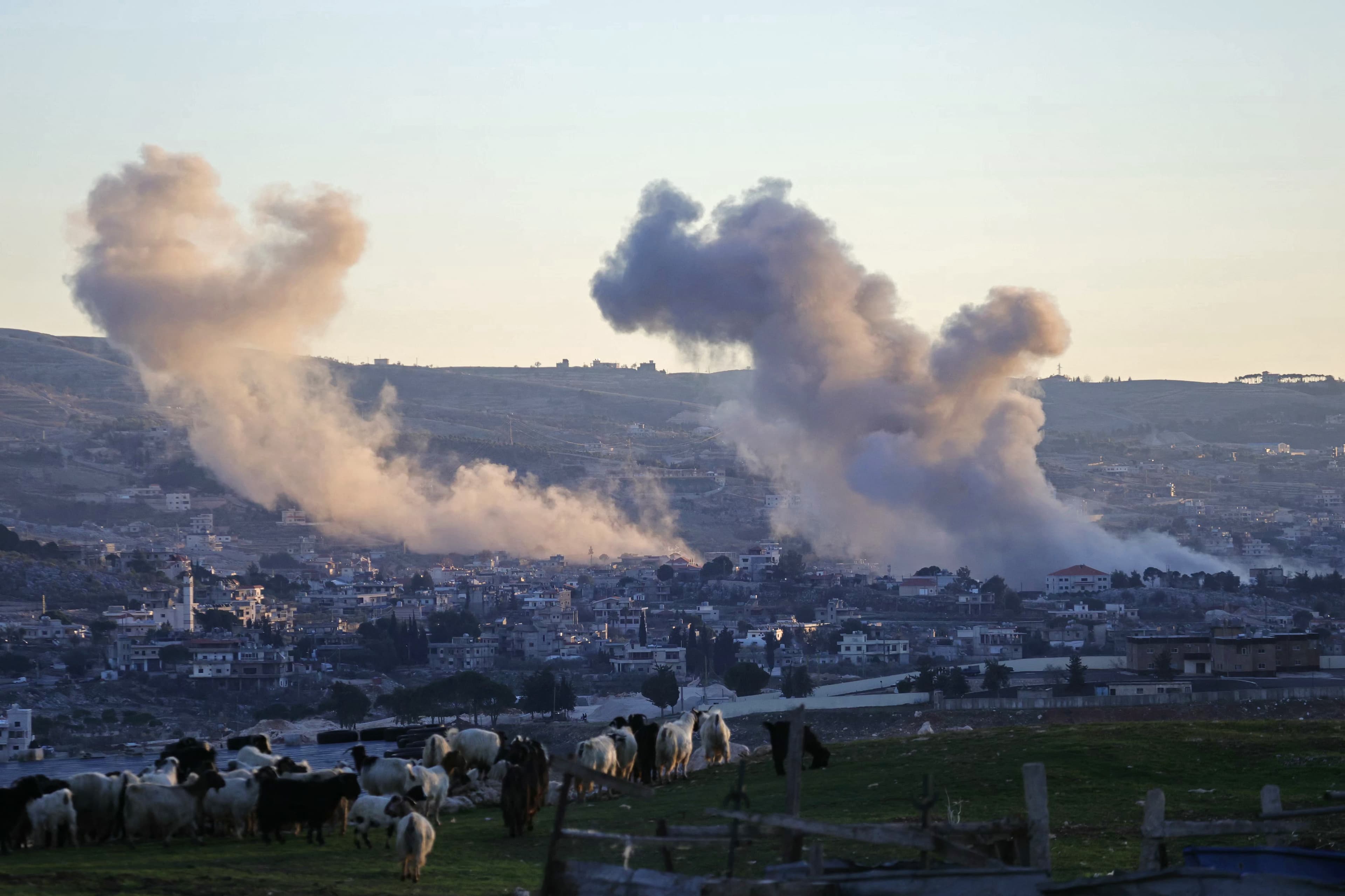 Smoke rises from the site of an Israeli airstrike that targeted a village in southern Lebanon on 15 January, 2026. Photo: AFP