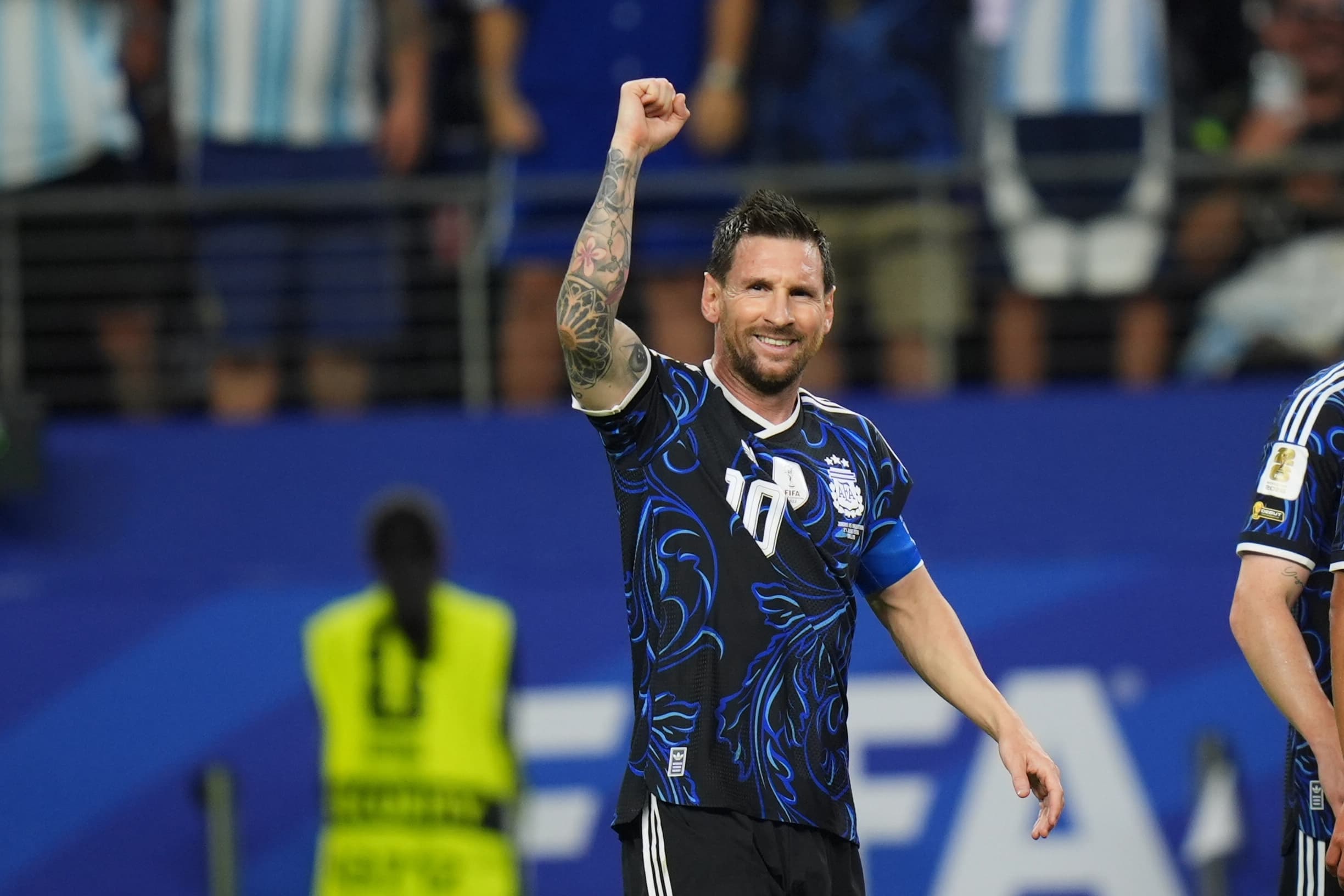 Kêfa Messi ya piştî golê / Wêne: AA