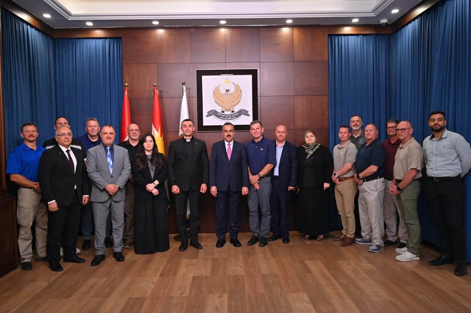 Erbil's governor (Center) standing with a joint delegation of United States and local church leaders in Erbil, on July 1, 2026. Photo: Omed Khoshnaw Office