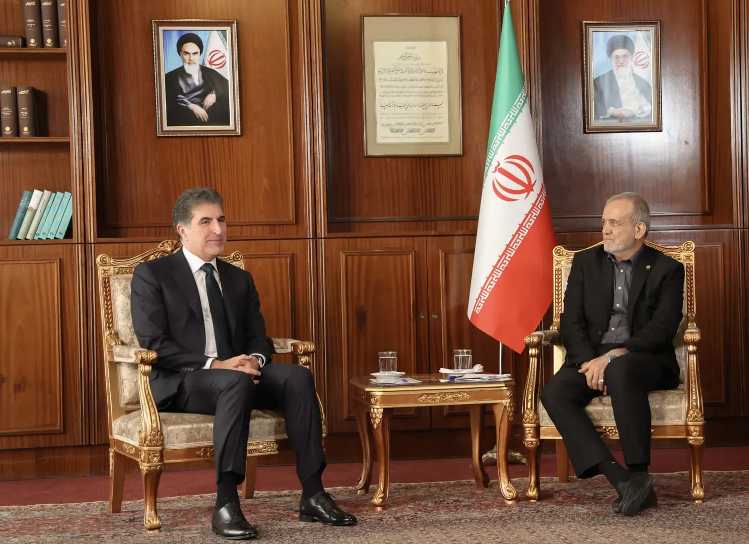 Nêçîrvan Barzanî û Mesûd Pizîşkiyan / Wêne: Serokatiya Herêma Kurdistanê