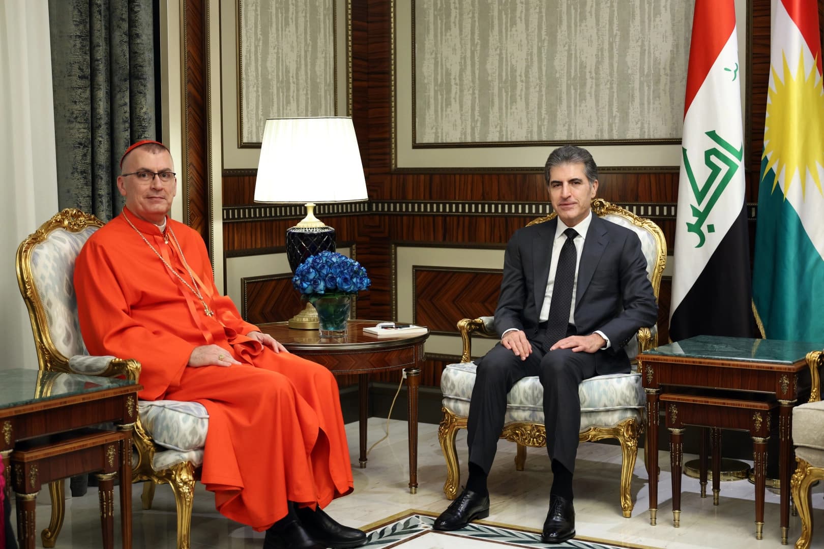 Mar Paulus III Nona, Patriarch of the Chaldean (left) and Kurdistan Region President Nechirvan Barzani. Photo: KR Presidency