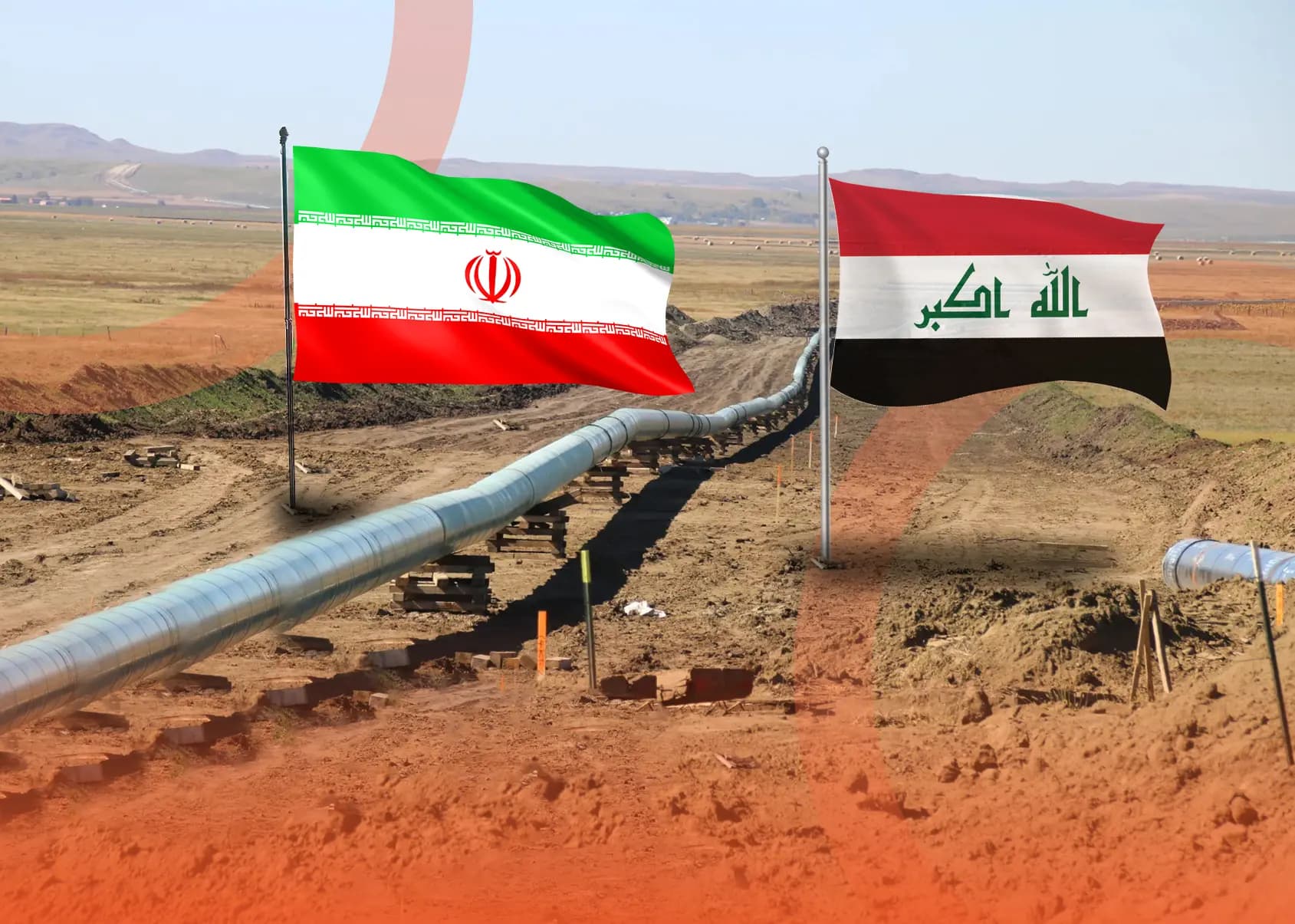 Alayên Îran û Îraqê û boriya veguhastinê / Wêne: Rûdaw Grafîk