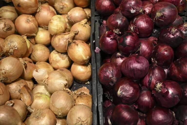 a picture of onions at the supermarket. File Photo: AFP