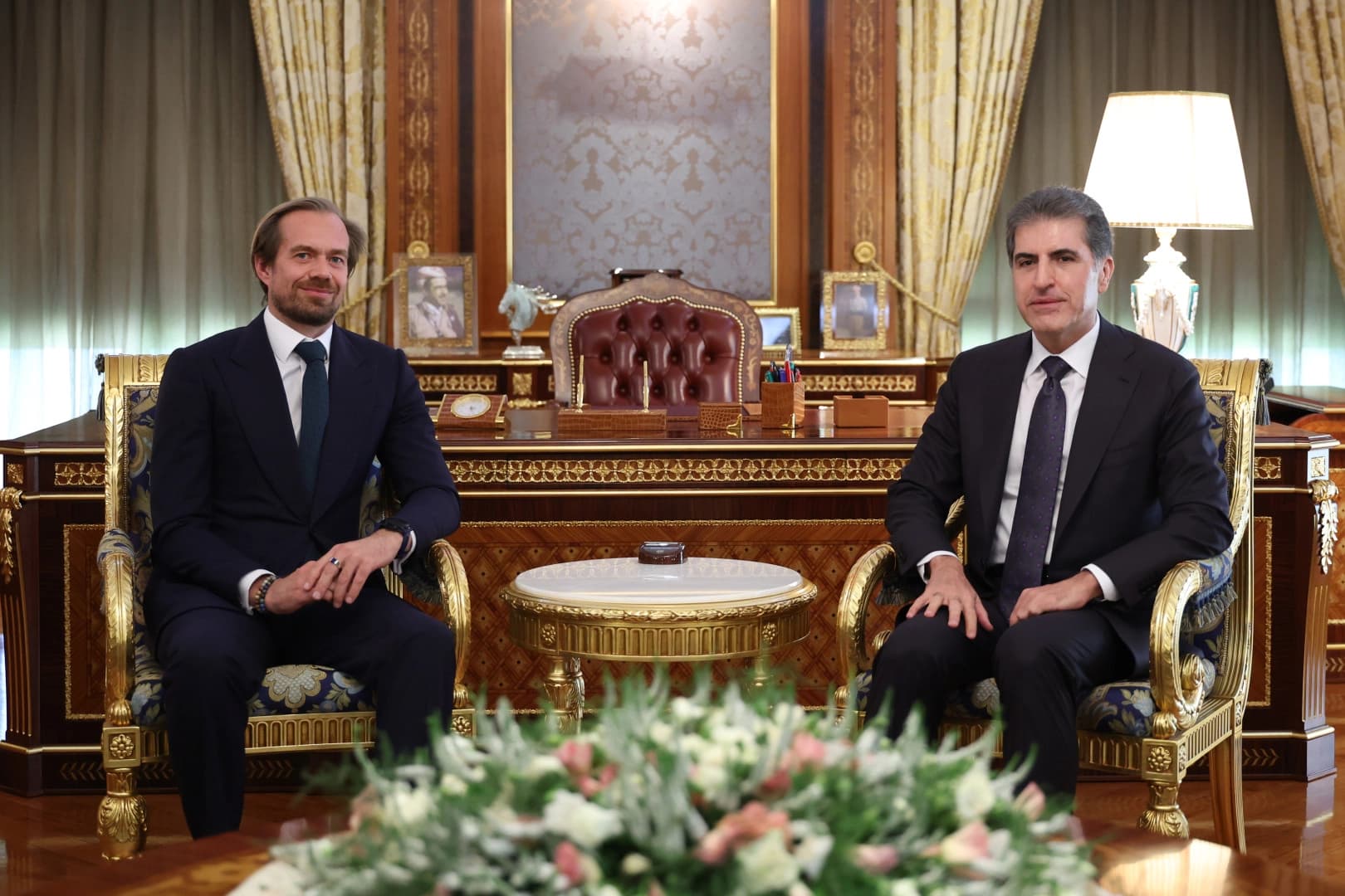 Andrew Beasley û Nêçîrvan Barzanî / Wêne: Serokatiya Herêma Kurdistanê