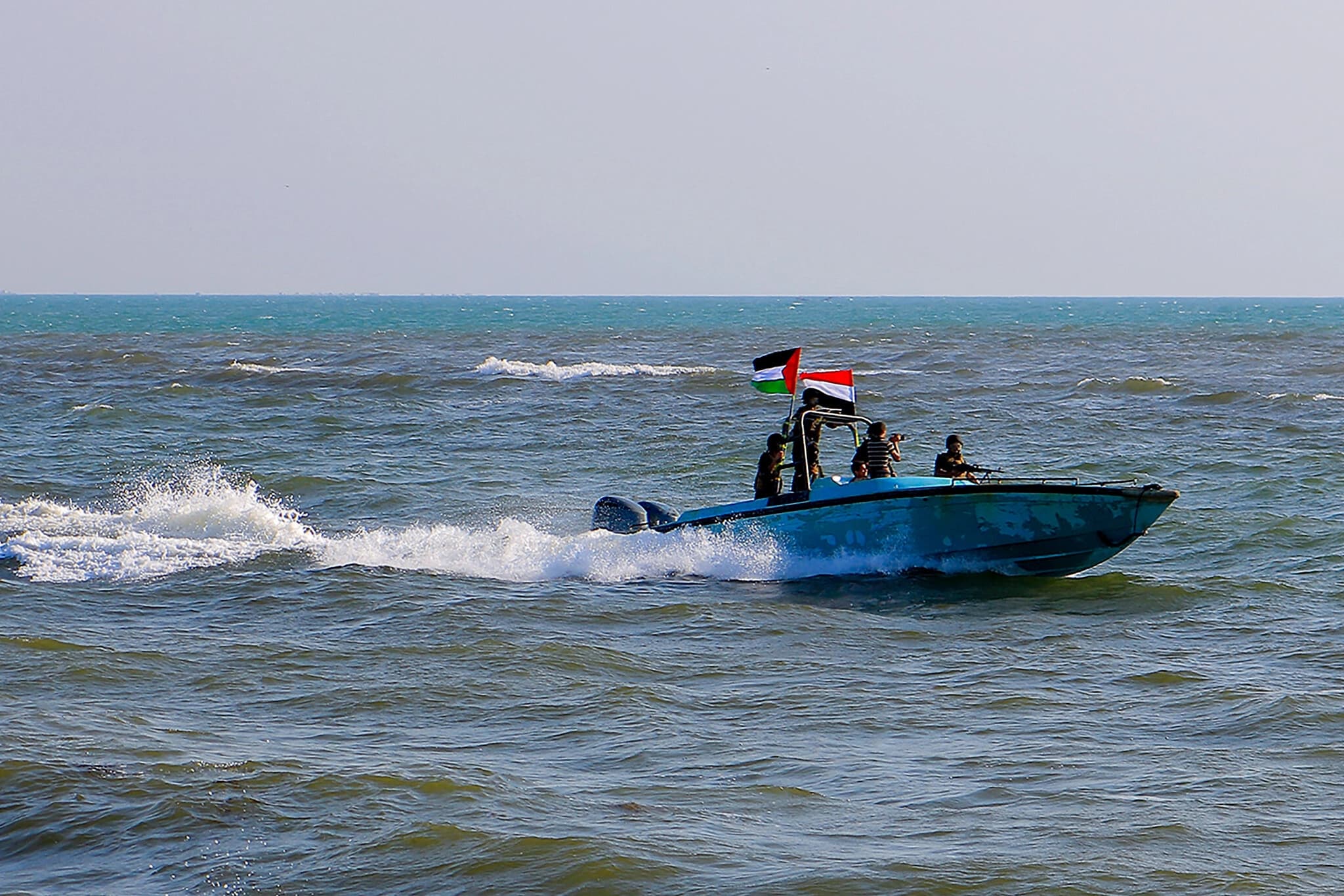 Members of the Yemeni coast guard, affiliated with the Iran-backed Houthis in Yemen, patrol the Red Sea on January 4, 2024. File photo: AFP
