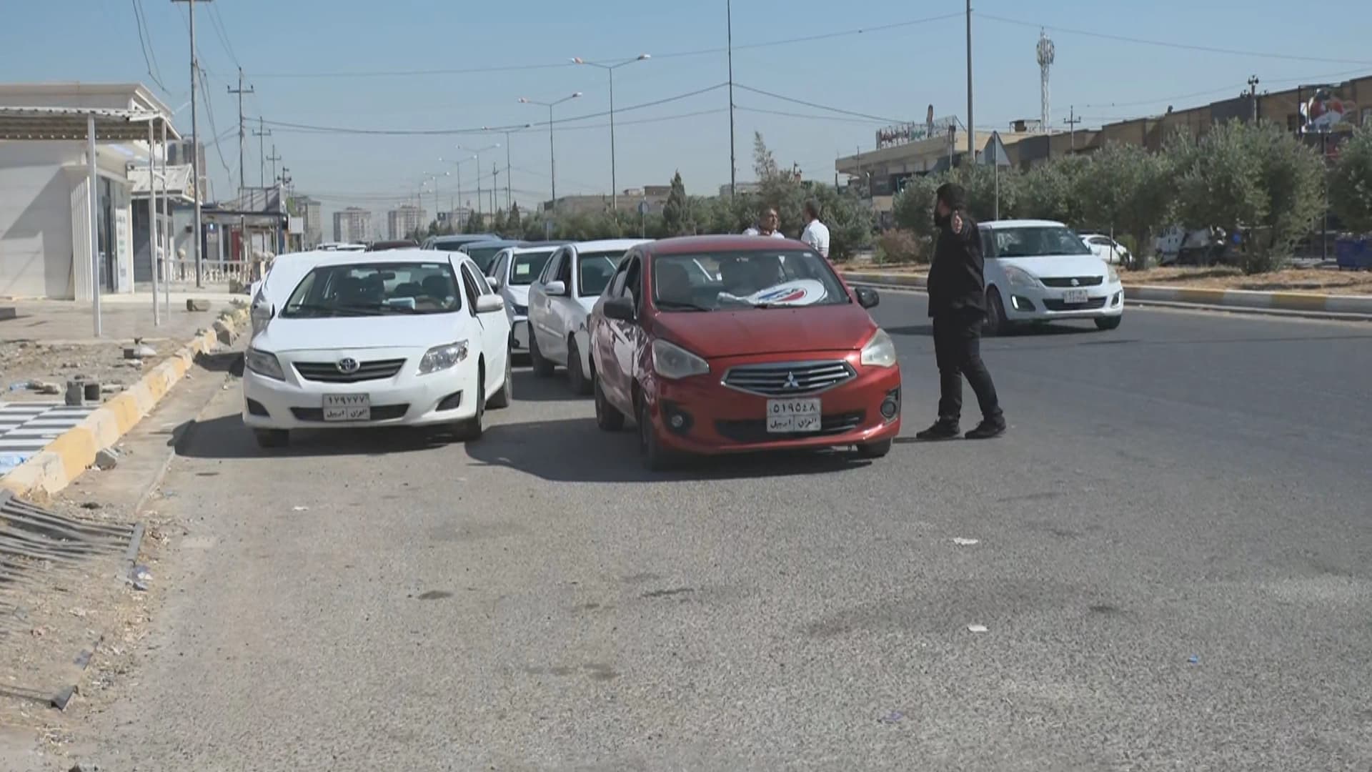 Vehicles queue at a fuel station in Erbil on July 27, 2026. Photo: Screengrab/ Rudaw