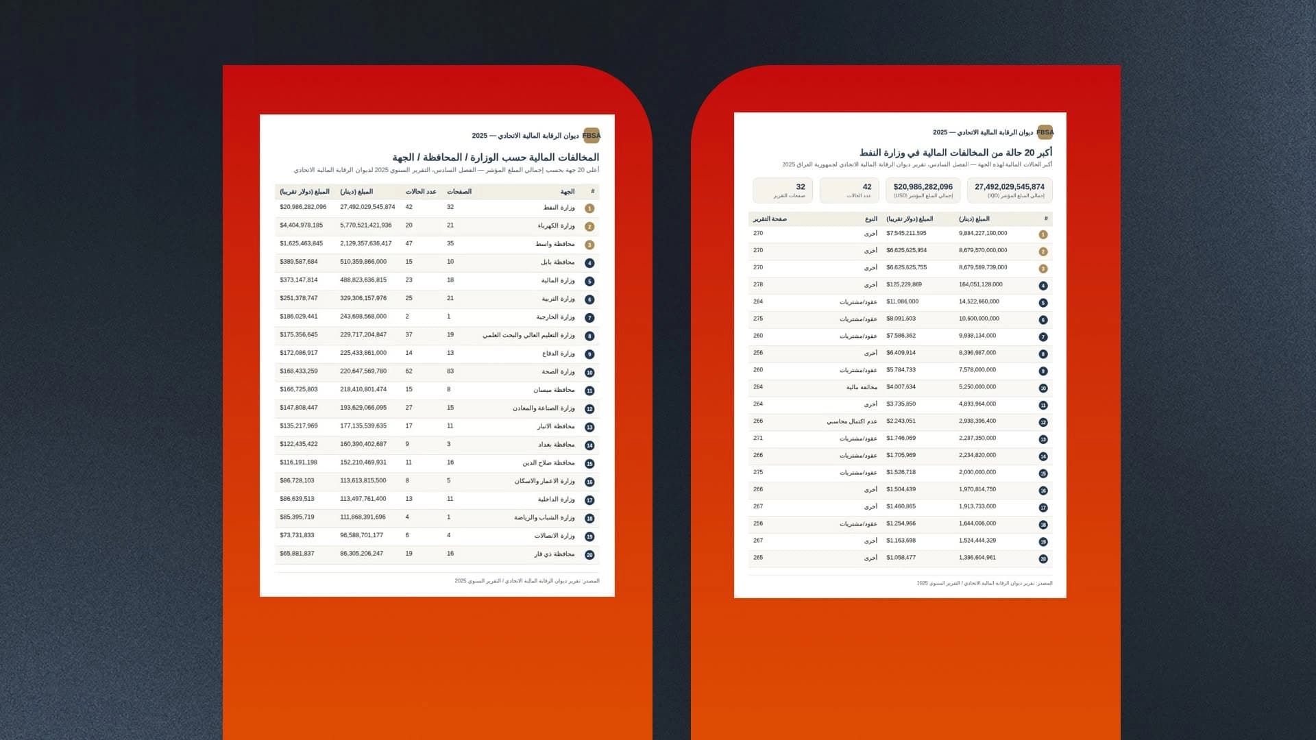 جدول لديوان الرقابة المالية